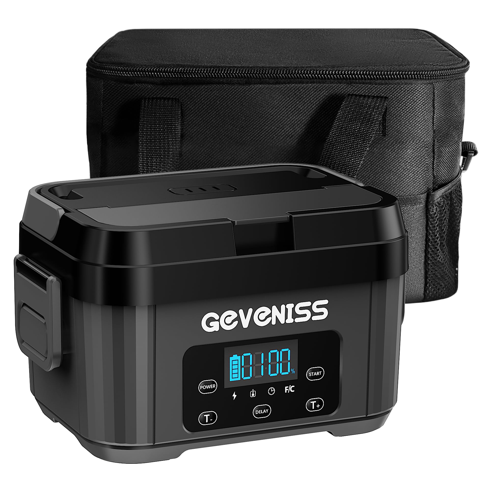 Geveniss Cordless Electric Lunch Box For Adults - Battery-Powered Heated Lunch Box Food Warmer With 1.1L Stainless Steel Contain