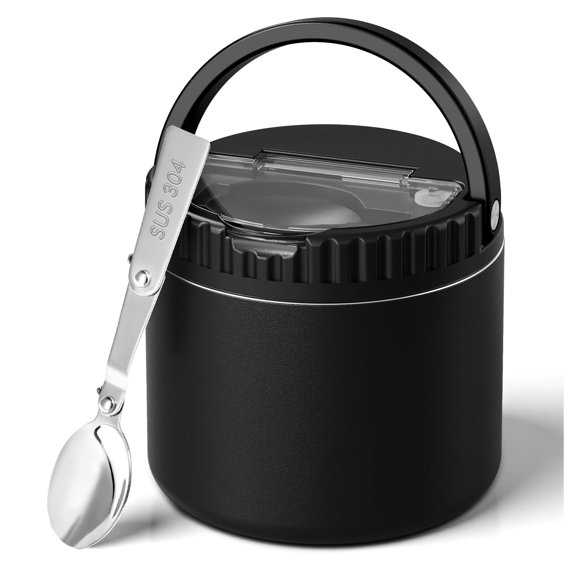 Eoika 12oz Thermo for Hot Food, Insulated Food Jar with Foldable Spoon, Stainless Steel Vacuum Food Thermo, Wide Mouth Soup Ther
