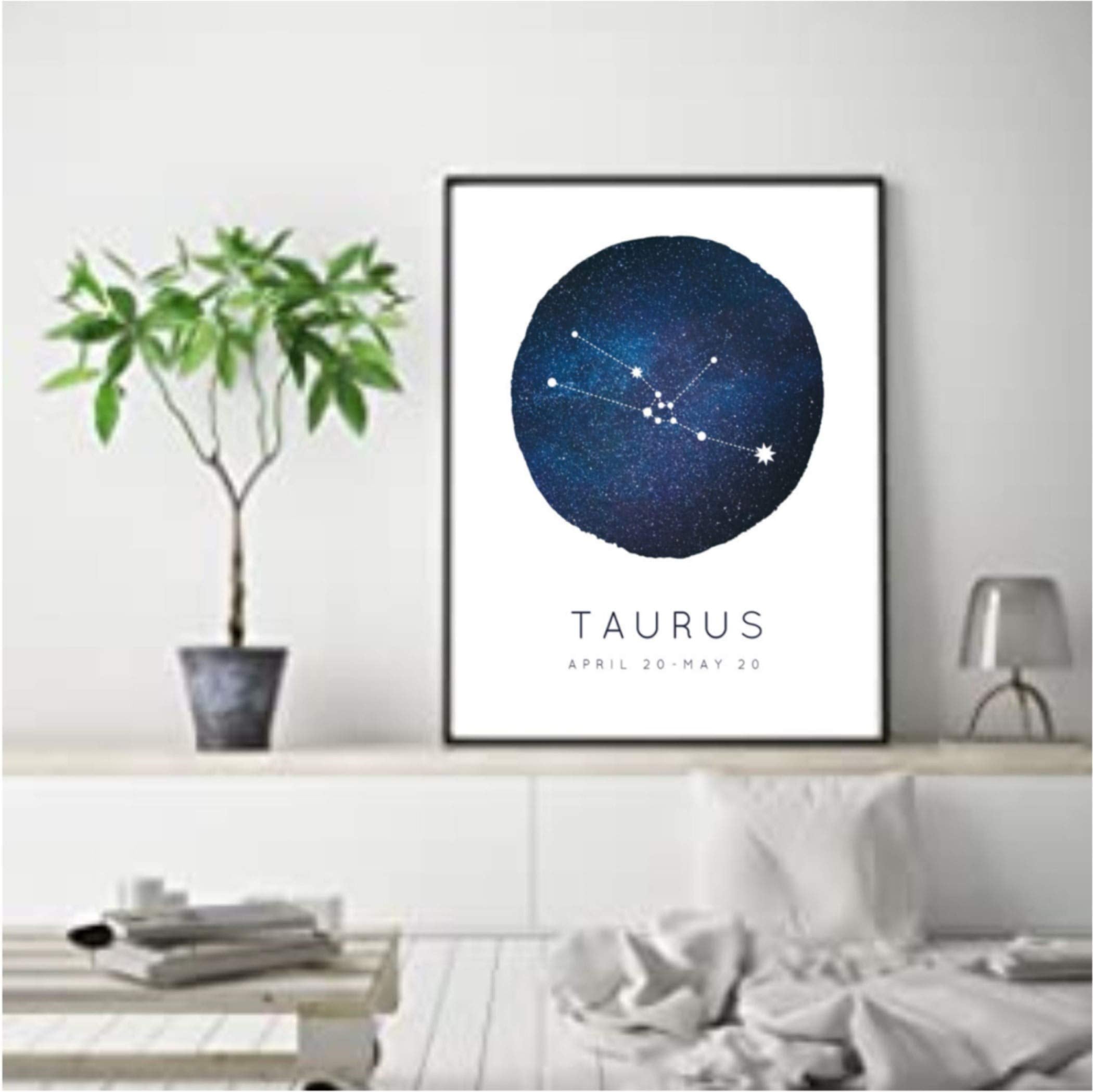 Kindred Sol Collective Taurus Zodiac Constellation Art 14 '' X 11 '' - Minimalist & Dreamy Astrology Print - Perfect For Nursery