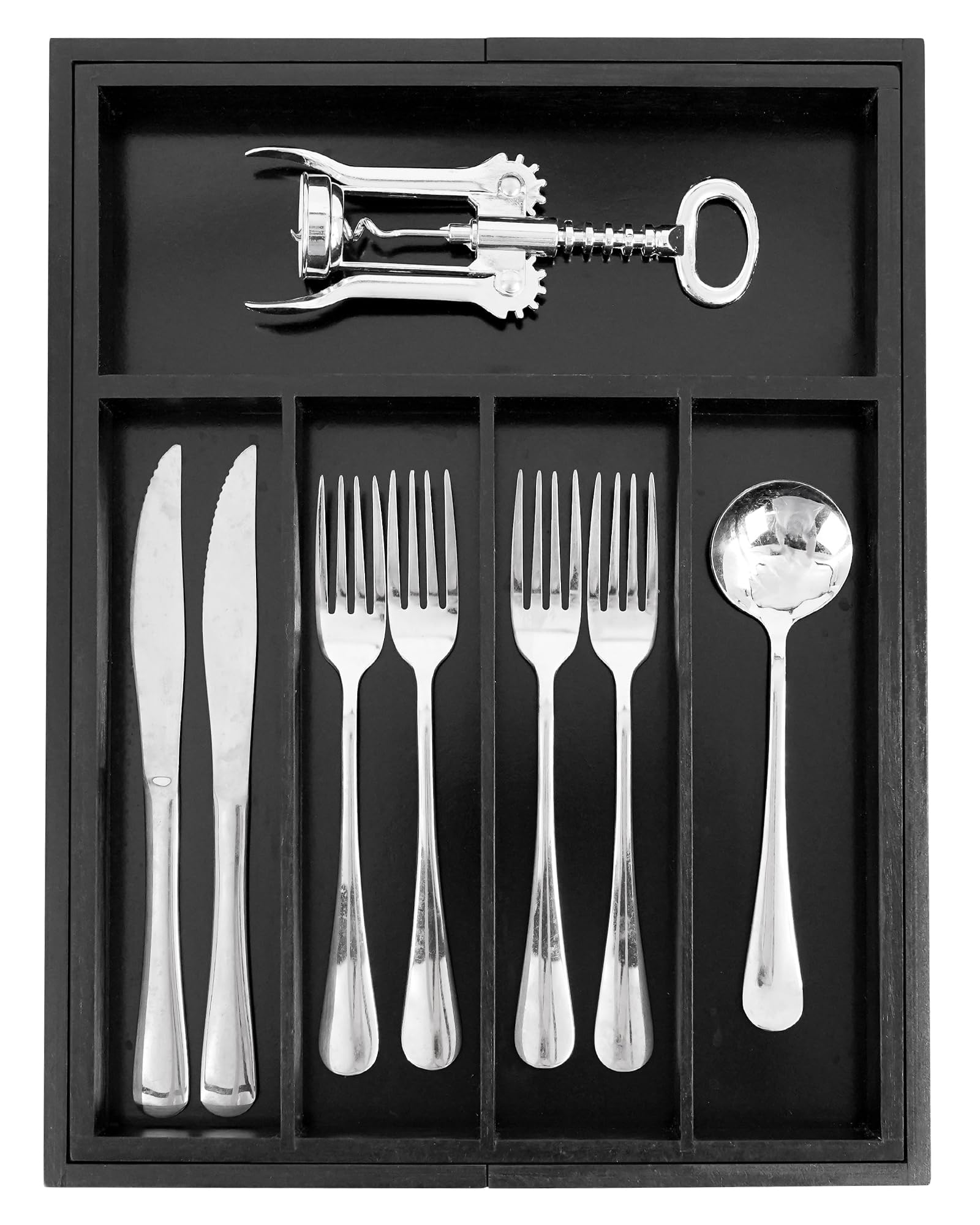 Vaefae Bamboo Silverware Organizer, Expandable Kitchen Drawer Organizer For Cutlery, Wooden Utensil Holder, Multi-Function Drawe