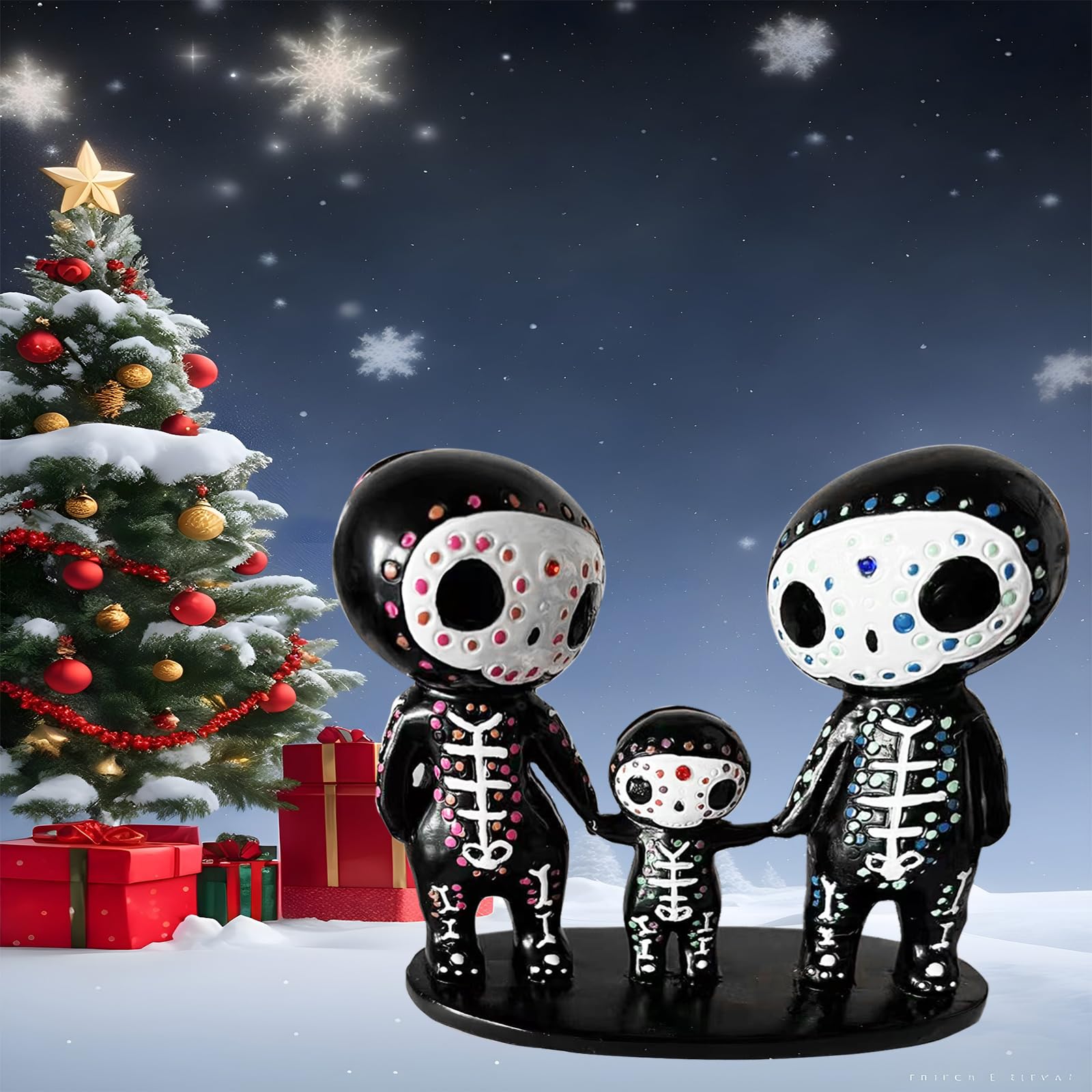 MBVBN Sugar Skull Couple Statue, Sugar Skull Figurine, Resin Crafts Cute Statue Skull - Resin Skull Statue Home Decor, Adorable 