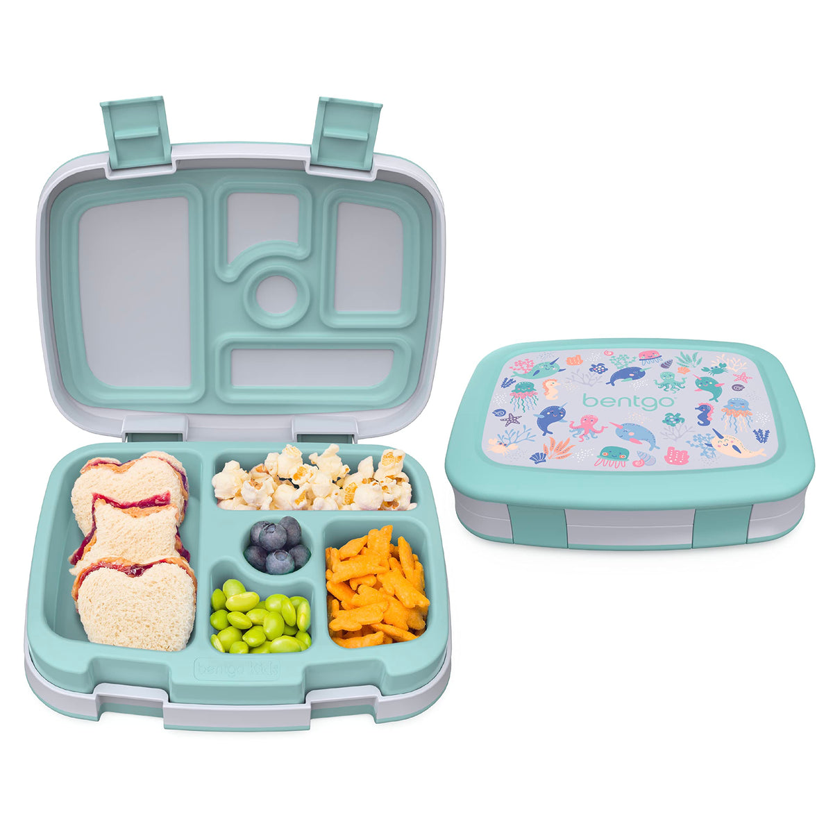 Bentgo Kids Prints Leak-Proof, 5-Compartment Bento-Style Kids Lunch Box - Ideal Portion Sizes For Ages 3 To 7 - Bpa-Free, Dishwa