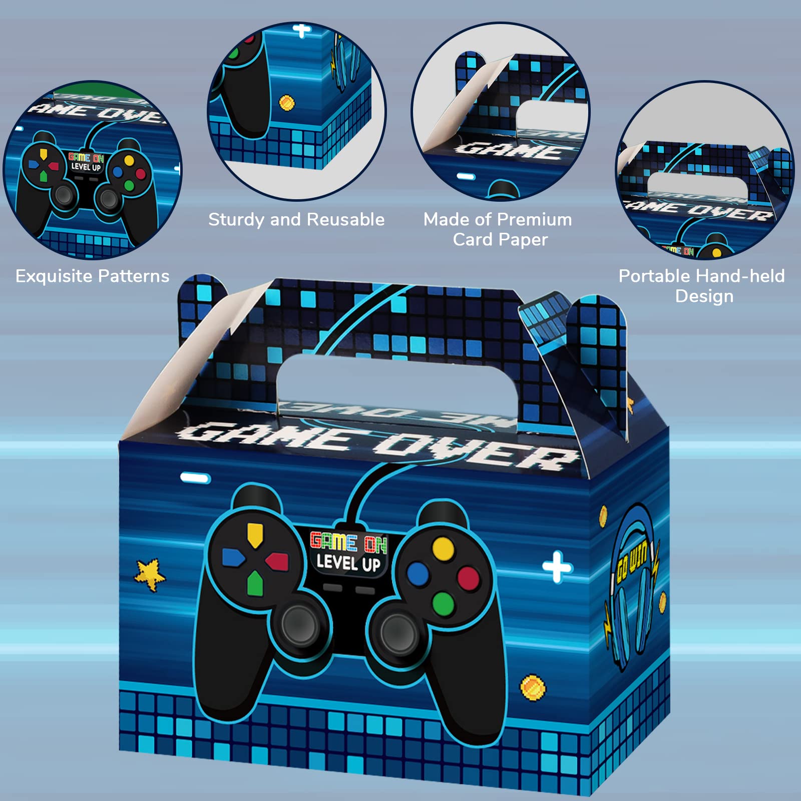 12 Pieces Video Game Party Boxes Gamer Party Favor Candy Goodies Treat Boxes Bags For Kids Boys Video Game On Gaming Birthday Pa