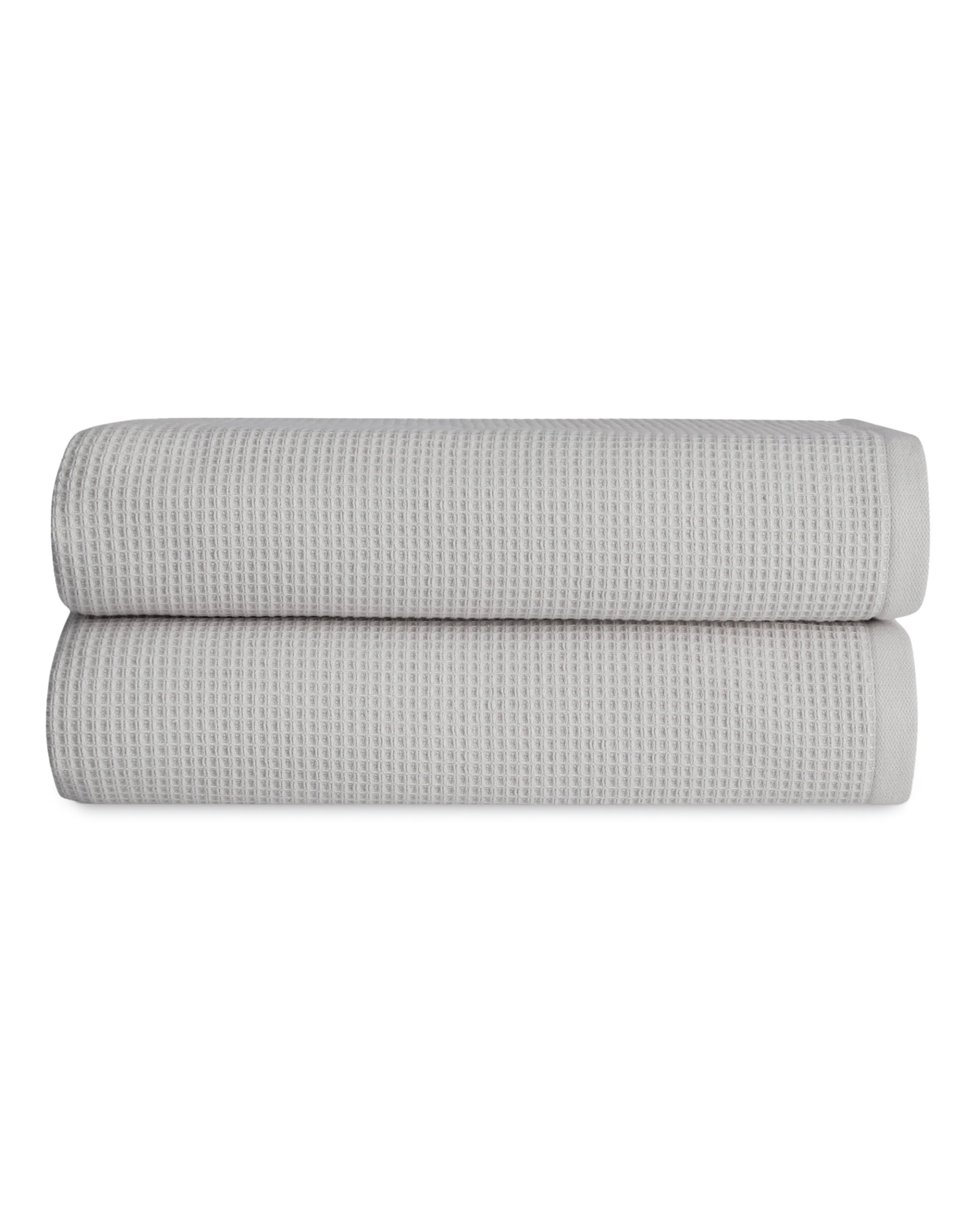 Cozy Earth Light Grey Waffle Bath Towels- Made From Cotton & Viscose From Bamboo, Plush, Absorbent, Soft