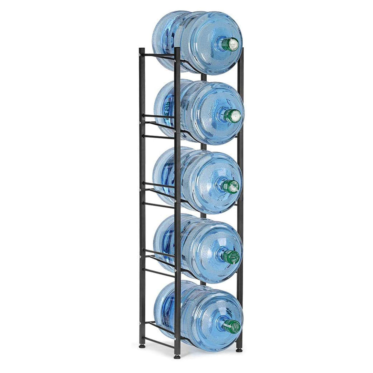 Liantral 5 Gallon Water Jug Holder, Heavy Duty Water Rack Freestanding Water Bottle Organizer For Home Office, 5 Tiers, Black