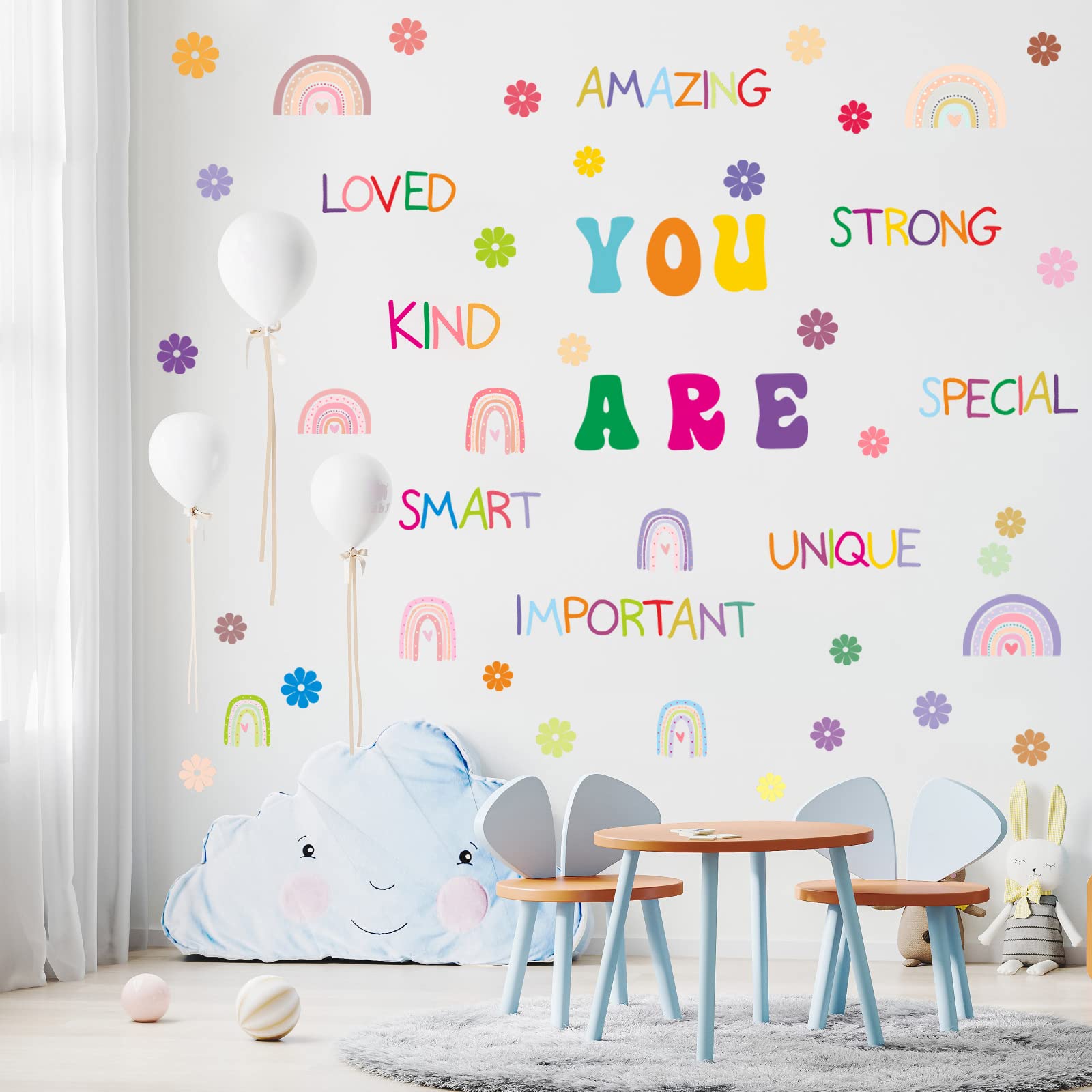 Colorful Inspirational Wall Decals You Are Quote Wall Stickers Small Flower Rainbows Wall Decals Motivational Phrases Wall Stick