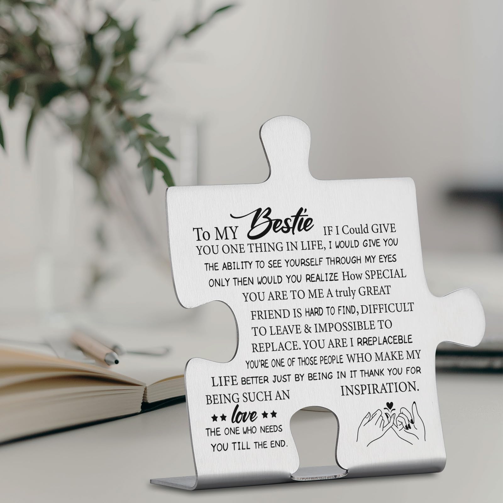 Bestie Gifts Puzzle Piece, Inspirational Friendship Sign for Best Friend, Soul Sister, BFF Thank You Gift for Birthday, Graduati