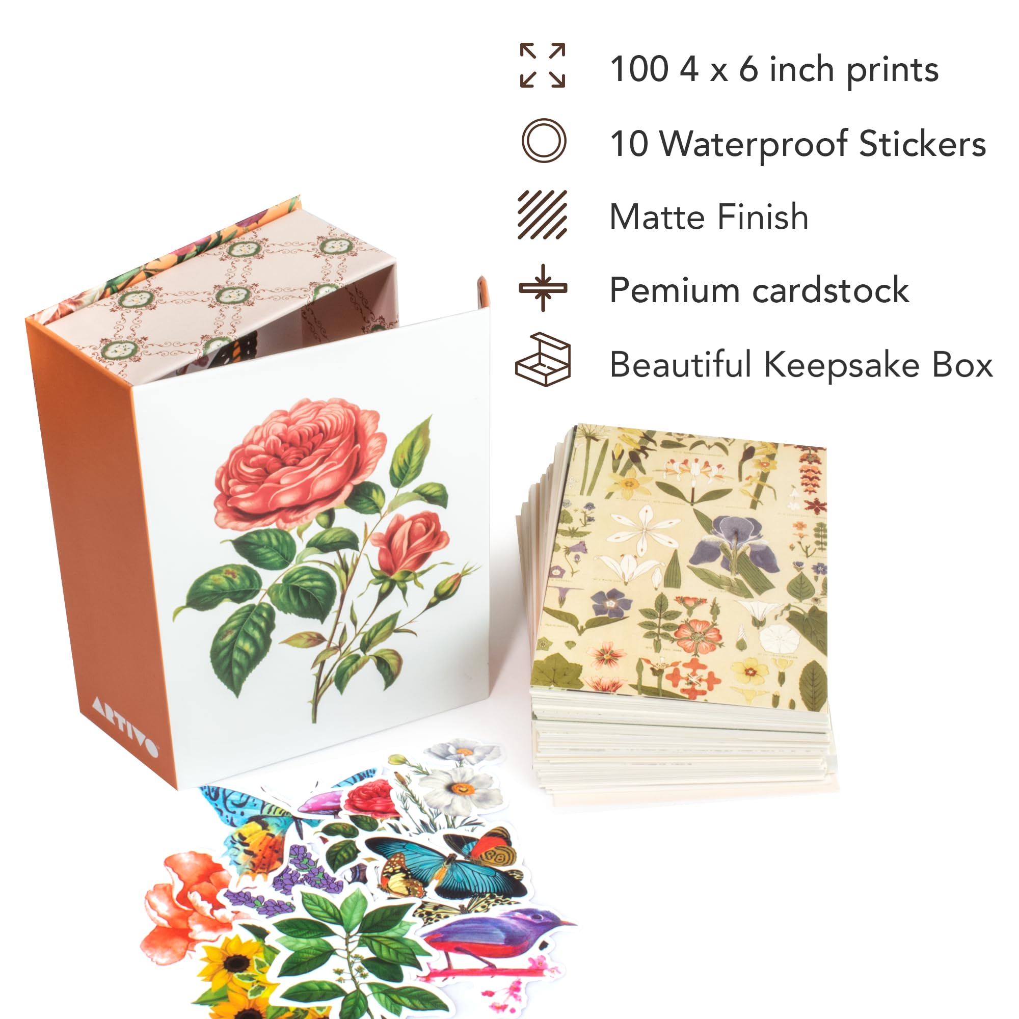 Artivo Wall Collage Kit Aesthetic Pictures, Vintage Wall Collage Kit 100 Set 4X6, Bedroom Decor For Teen Girls, Botanical Flower