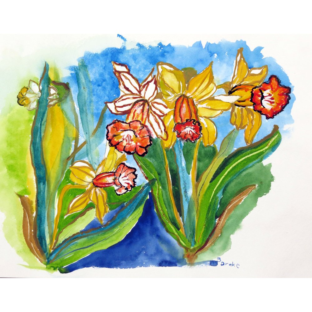 Betsy Drake Pm542 Daffodils Place Mat, Set Of 4
