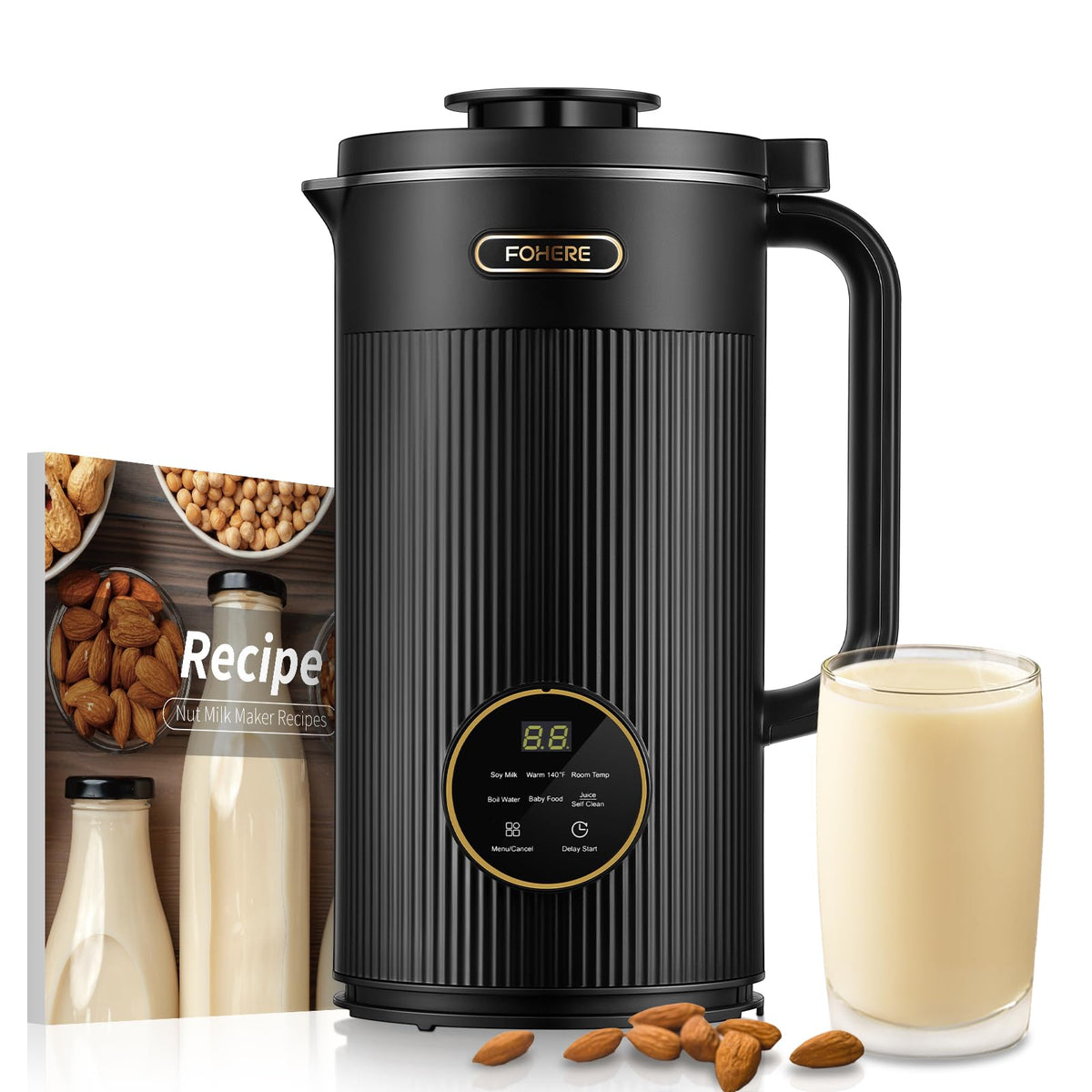 Fohere 35Oz 6 In 1 Nut Milk Maker, 1000Ml 800W Automatic Cow Milk Maker Machines Plant-Based Milk, Soy, Oat, Juice, Baby Food, W