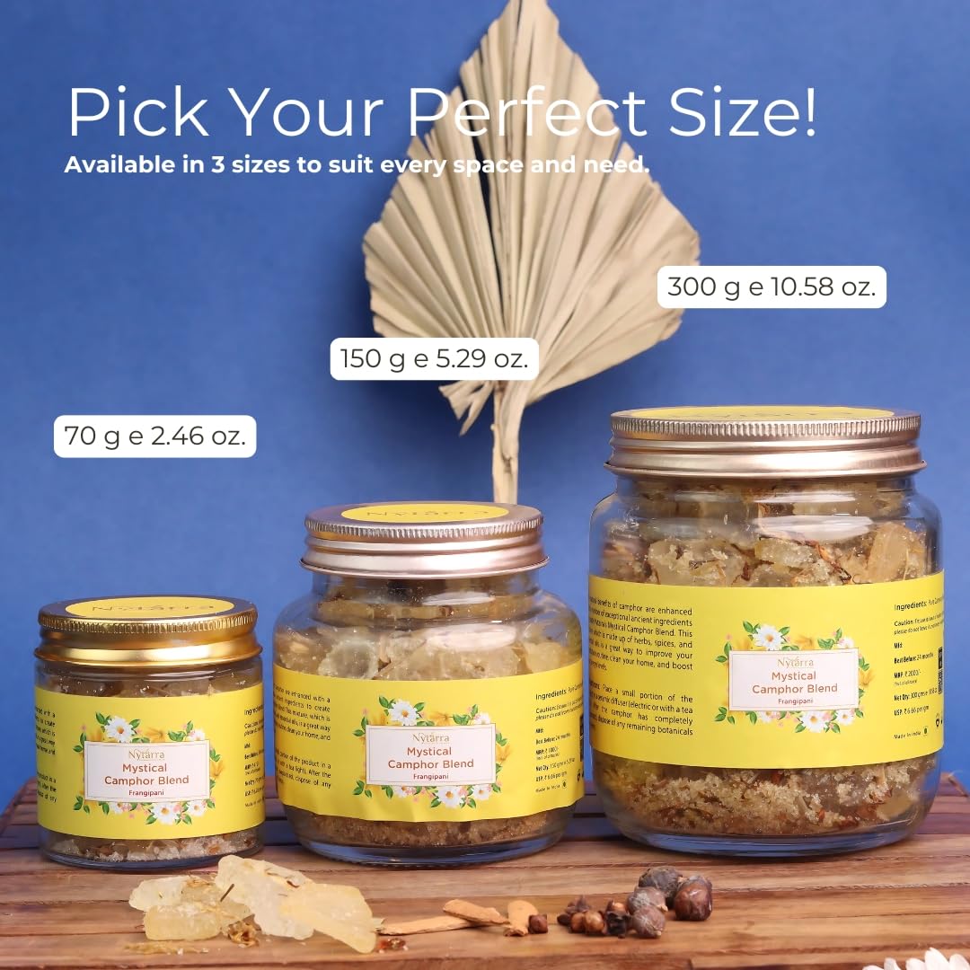 Nytarra Frangipani Mystical Camphor Blend - 300G | Pure Kapoor/Kapooram For Diffuser, Daily Use & Meditation | Infused With Herb