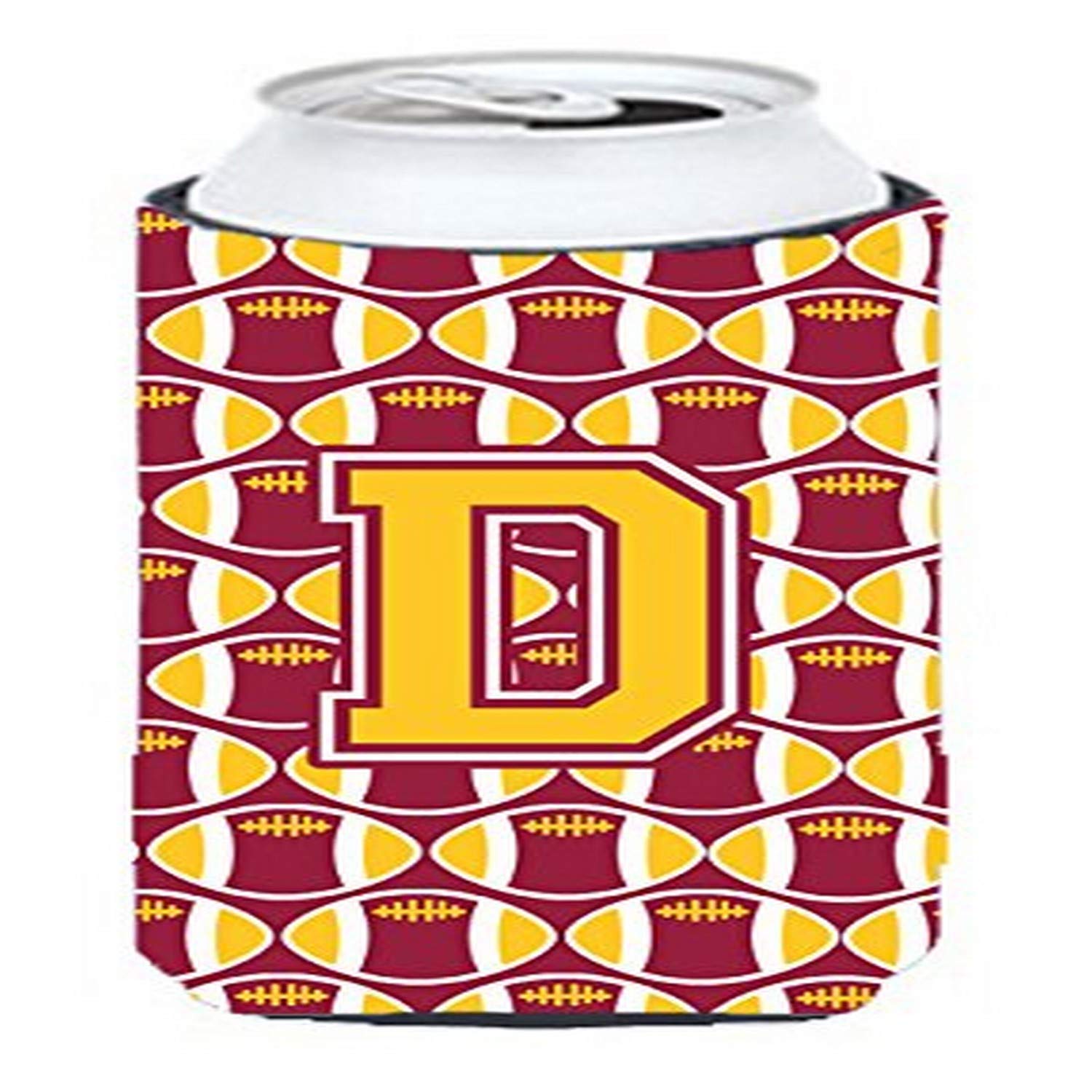 Letter D Football Maroon and Gold Tall Boy Beverage Insulator Hugger CJ1081-DTBC