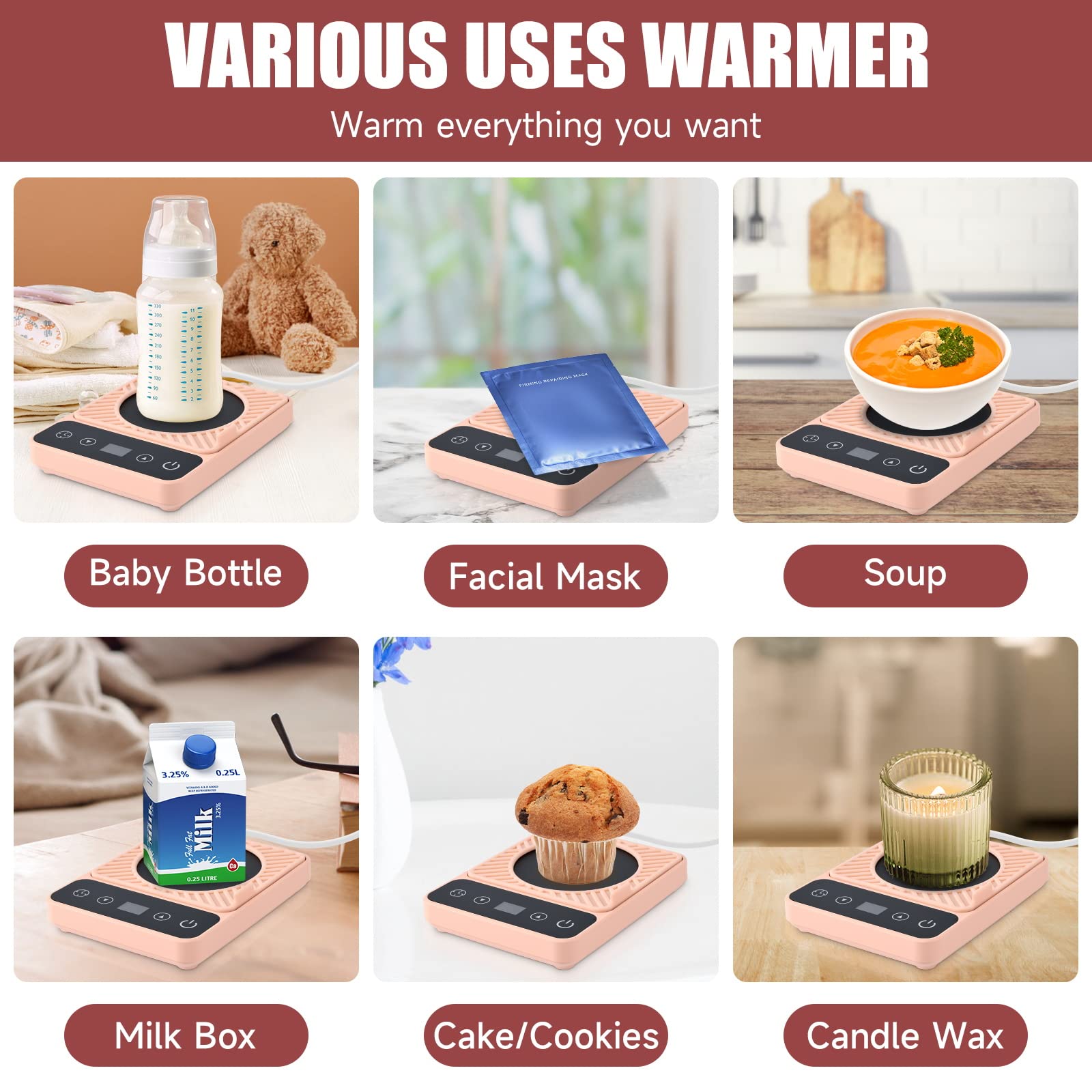 Coffee Warmer For Desk - Electric Mug Warmer, Coffee Mug Warmer With Timer, 6 Temp Mug Warmer, Led Display Smart Coffee Cup Warm