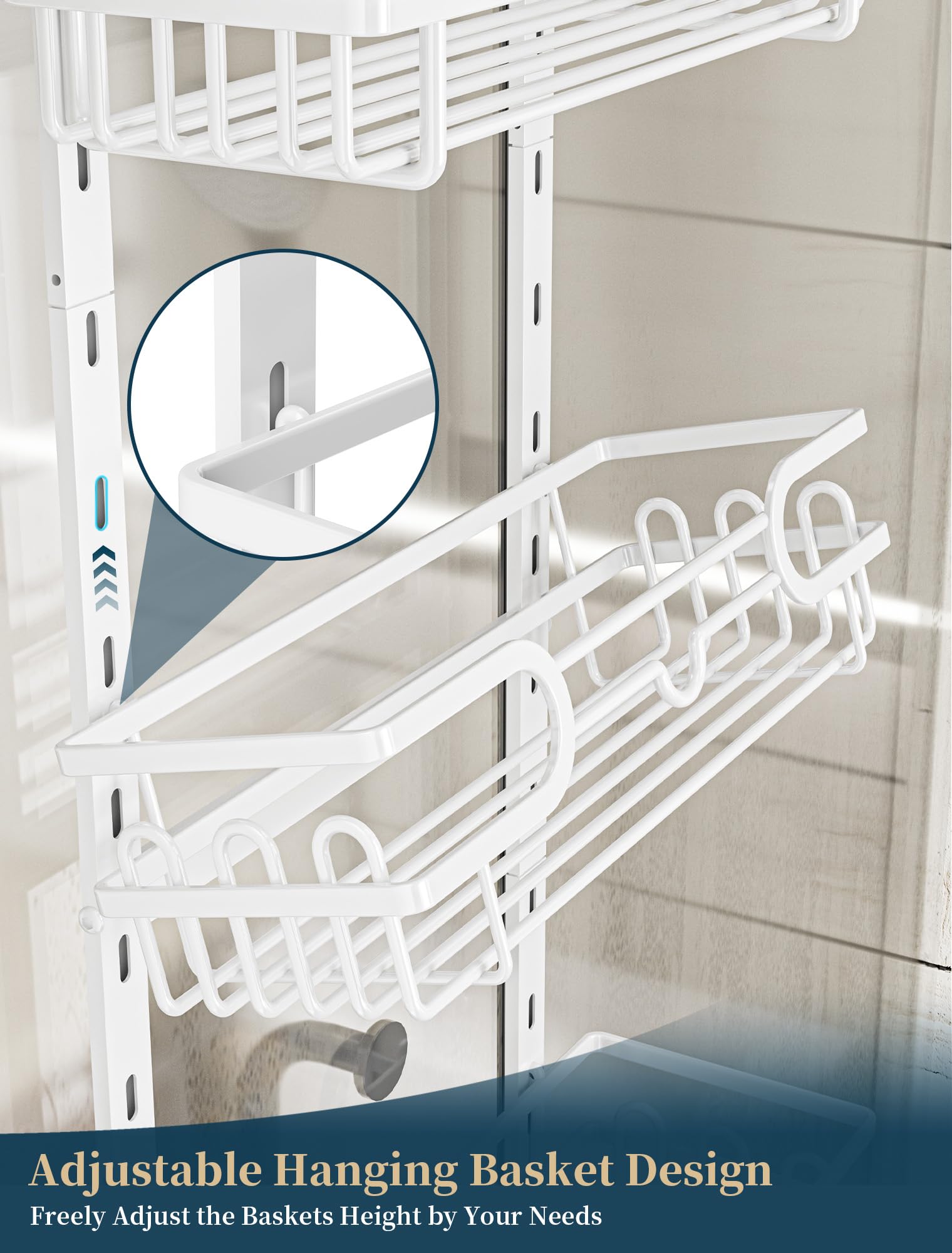 Consumest Over The Door Shower Caddy - 4 Tier Adjustable Hanging Shower Caddy Shower Shelf With 2 Soap Holders & 22 Hooks, Rustp