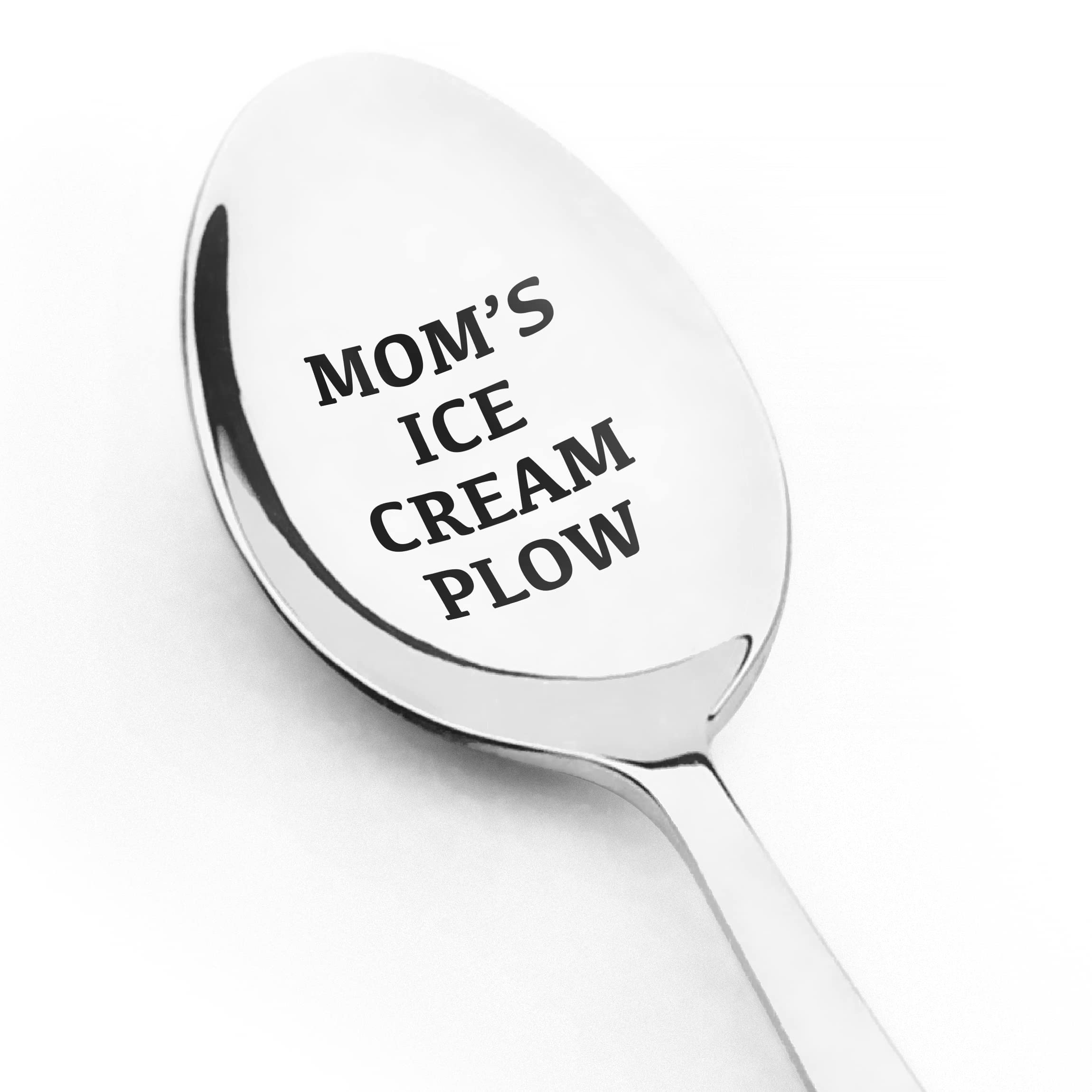 Nakouhei 1 Set Engraved Stainless Steel Spoon Gift Mom'S Ice Cream Plow Spoon Dessert Spoon Ice Cream Spoon With Gift Box For Mo