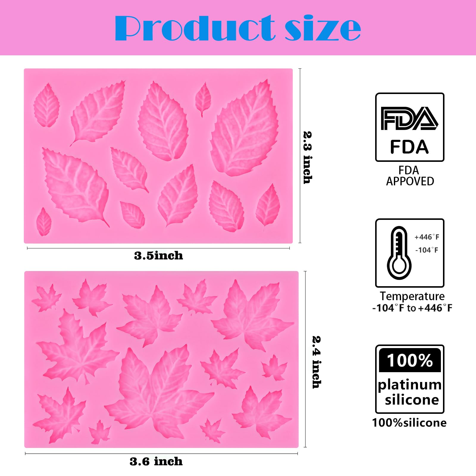 Actvty Silicone Maple Leaf Mold for Fondant, Cupcake Topper, Chocolate Candy, Sugar Craft Cake Decoration, Resin Mold for Fall H