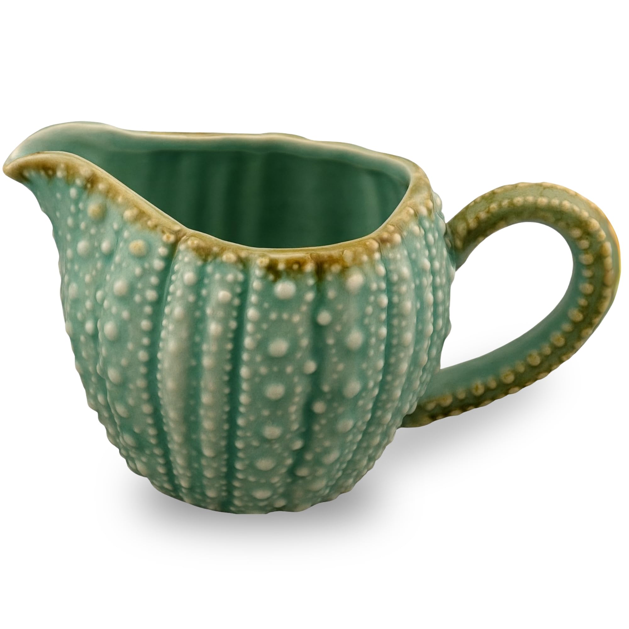 Blue Sky Clayworks Turquoise Urchin Creamer, Ceramic 5.5 L x 3.75 W x 3.75 H, Sea-Glass Table Joy