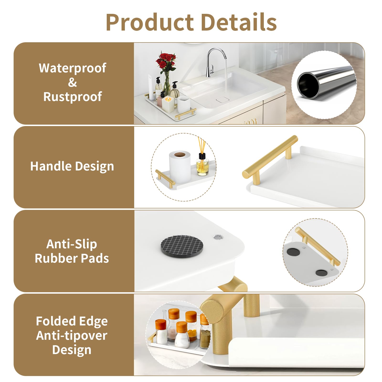 Xzhxfx Toilet Paper Basket,Stainless Steel Toilet Tank Tray With Handles - Toilet Paper Storage For Bathroom & Kitchen Table - B