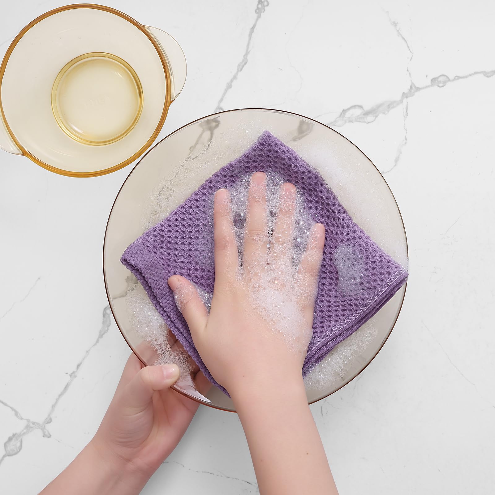 Homaxy 100% Cotton Waffle Weave Kitchen Dish Cloths, Ultra Soft Absorbent Quick Drying Dish Towels, 12 x 12 Inches, 6-Pack, Lave