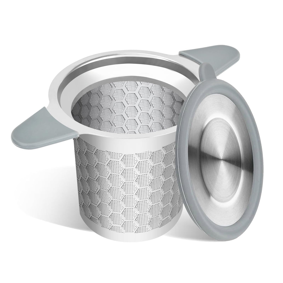 Tea Infuser For Loose Leaf Tea, Extra Fine 304 Stainless Steel Tea Strainer Stepper With Heat-Resistant Silicone Handles And Lid