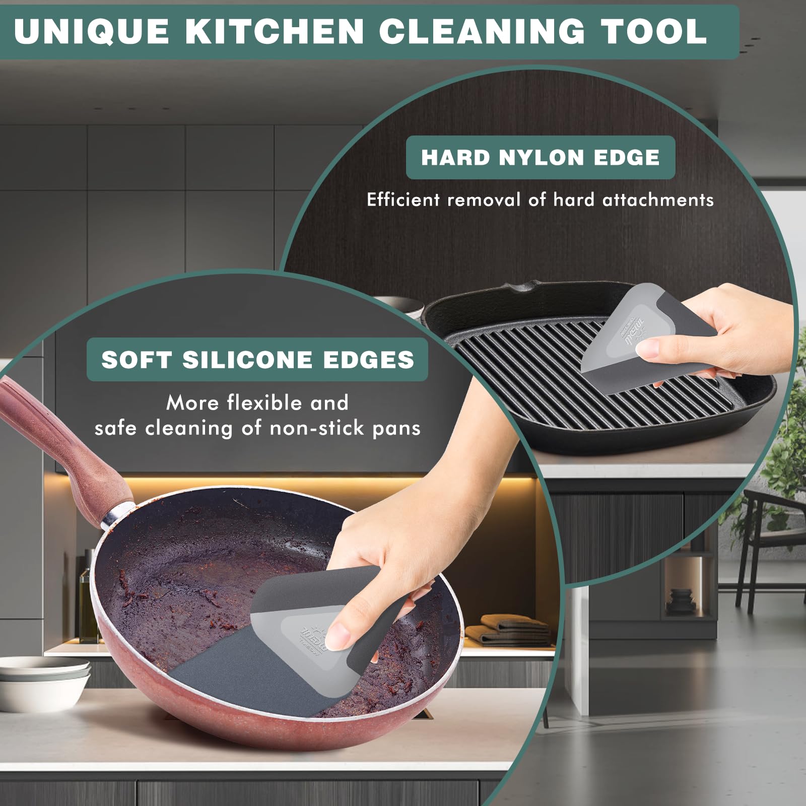 Food Scraper, 2-In-1 Pot And Pan Dish Scraper, Nylon And Silicone, Kitchen Scraper Tools For Cast Iron Skillets, Cookware, Dishe