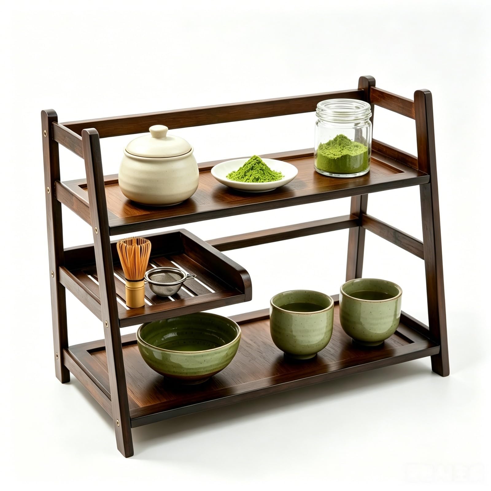 Mluyeri 3Tier Matcha Station, Coffee Shelf & Mug Display for Countertop