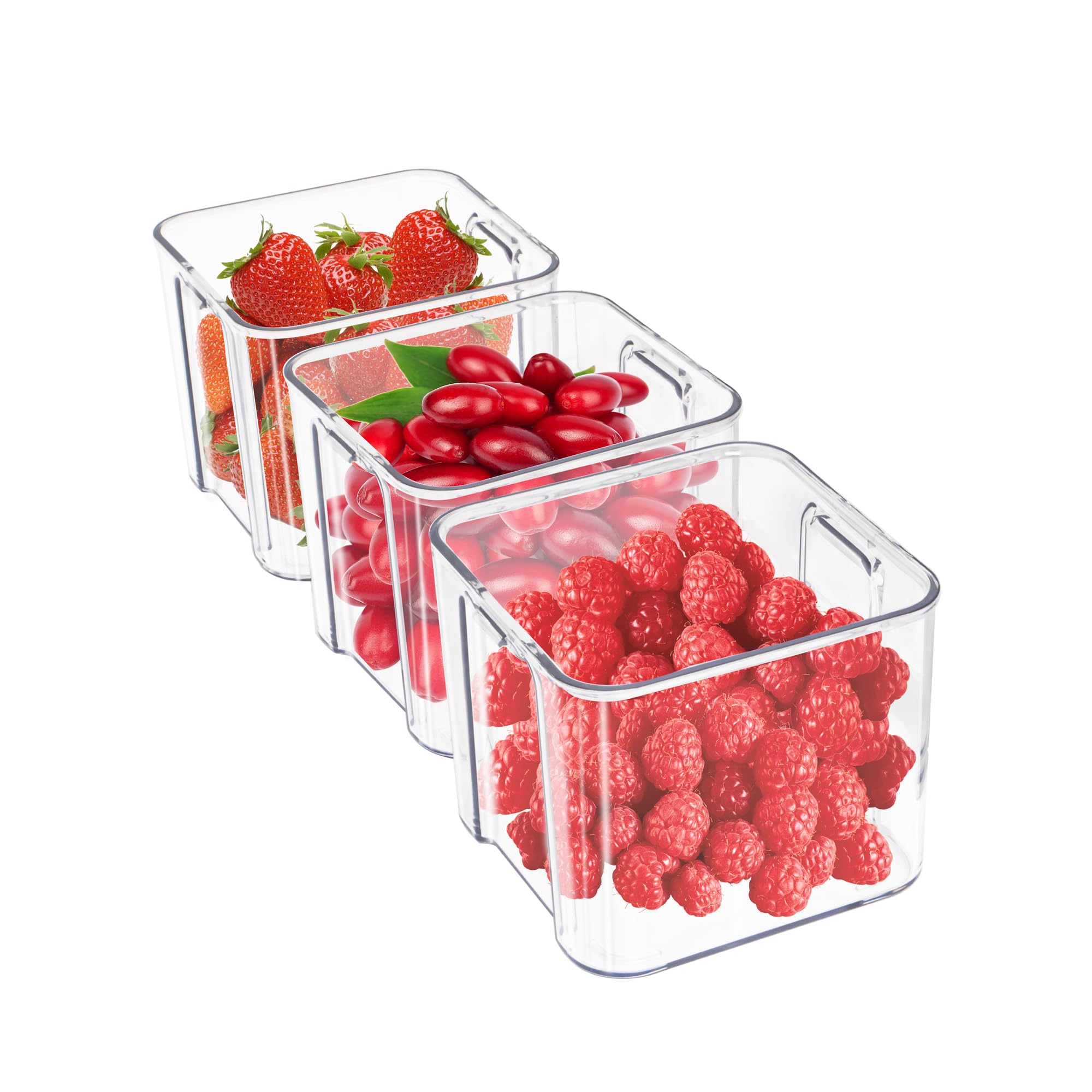 Minesign 3Pack Fridge Organizer Drawer Divider Cube Pull-Out Bins Clear Food Container Refrigerator Storage Box Produce Saver Fo