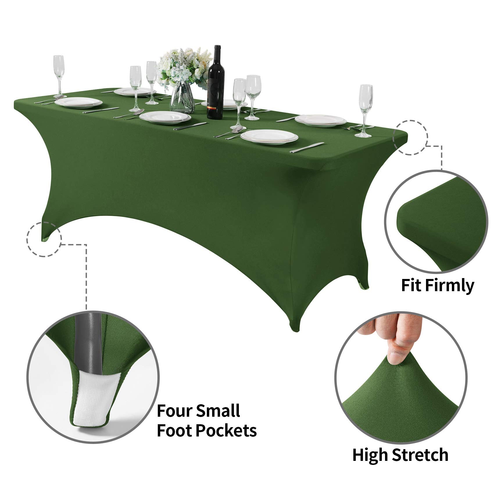 Hezuzo Spandex Table Cover For 6Ft Table Universal Fitted Stretch Tablecloth For Party, Banquet, Wedding And Events-Willow