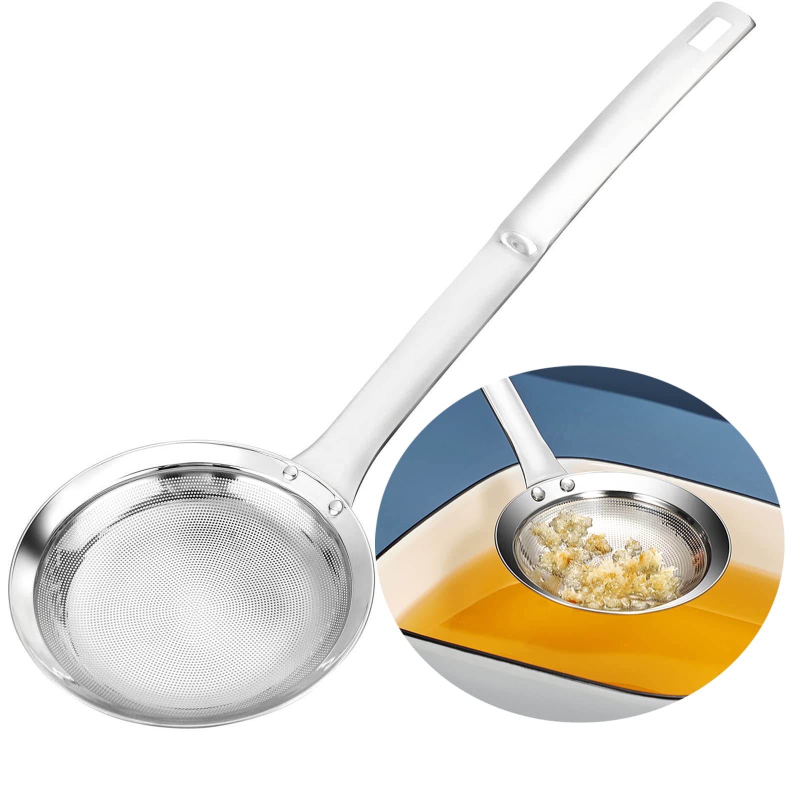 TBWHL Multi-functional Hot Pot Fat Skimmer Spoon - Stainless Steel Fine Mesh Food Strainer for Skimming Grease and Foam DIA 3.1