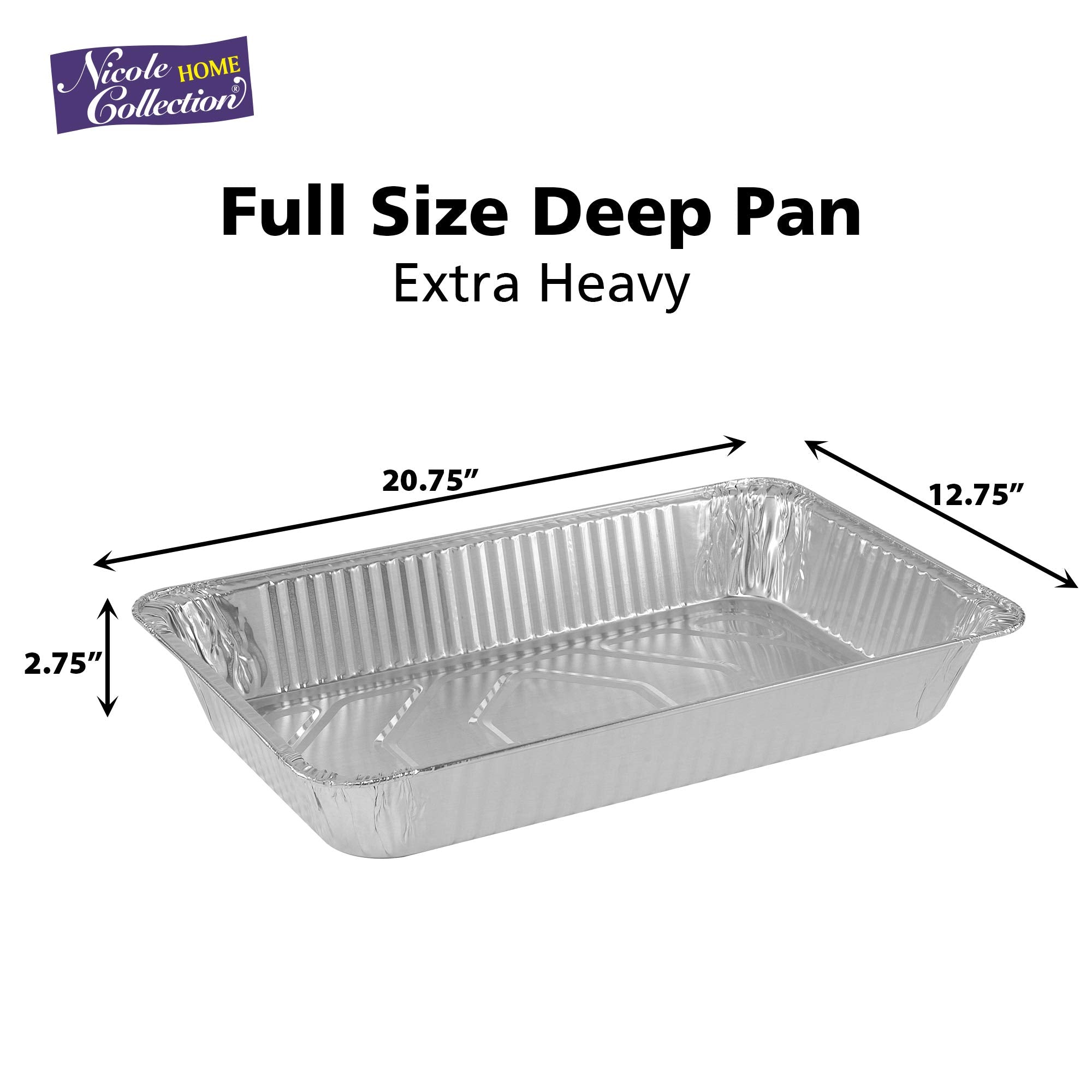 Aluminum Pans Full Size, Large Disposable Roasting & Baking Pan, 21''X13'' Deep Foil Pans (10 Pack) Extra Heavy Duty Chafing Tra