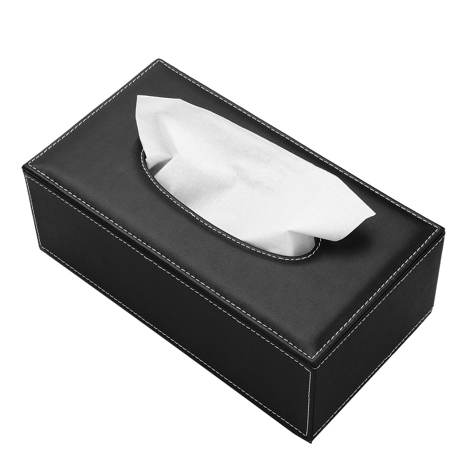 Kingfom Rectangular Pu Leather Tissue Box Cover - Facial Tissue Paper Napkin Holder For Bathroom, Home, Office, Car Automotive D