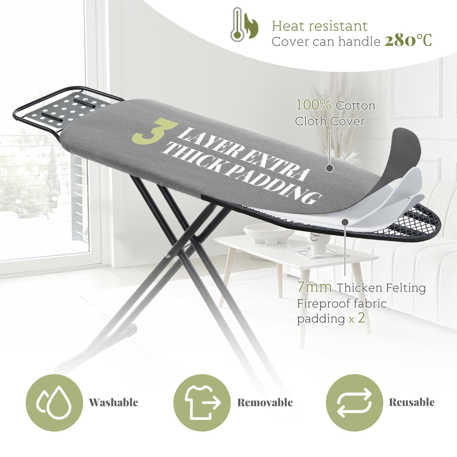 Ironing Board Full Size, Rainhol 43''X13'' Heavy Duty Compact Ironing Board With Iron Rest, Height Adjustable Sturdy Iron Stand,