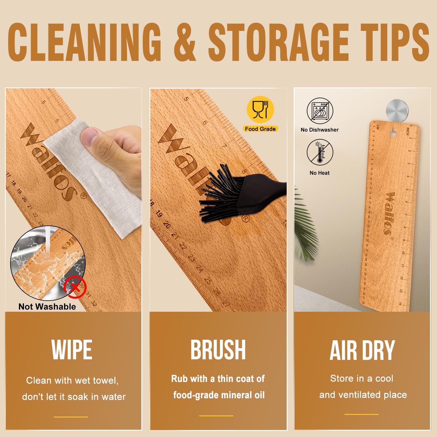 Walfos Baguette Transfer Peel 15 Inch, Baguette Flipping Board For French Bread Baking