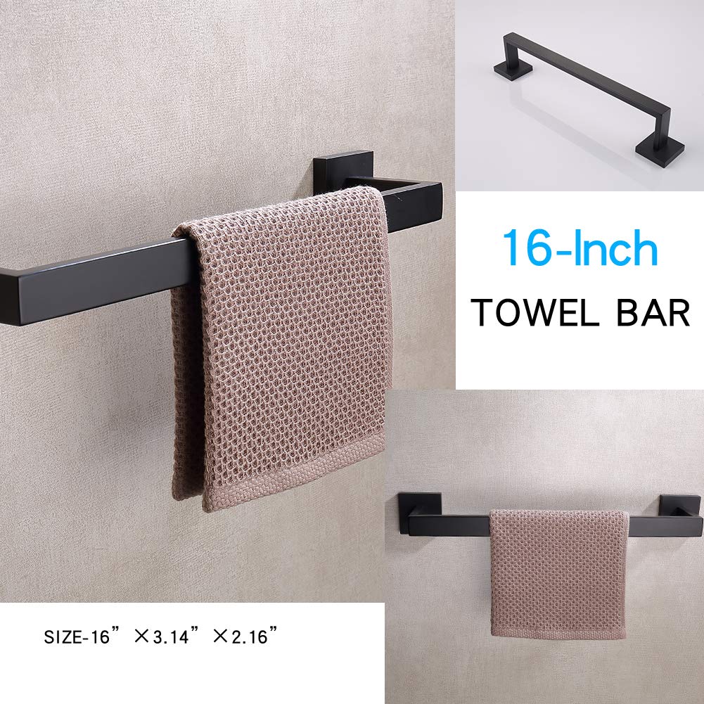 Tastos 3-Piece Bathroom Hardware Set Matte Black Wall Mounted Bathroom Accessory Set, Premium Stainless Steel Robe Hook Toilet P
