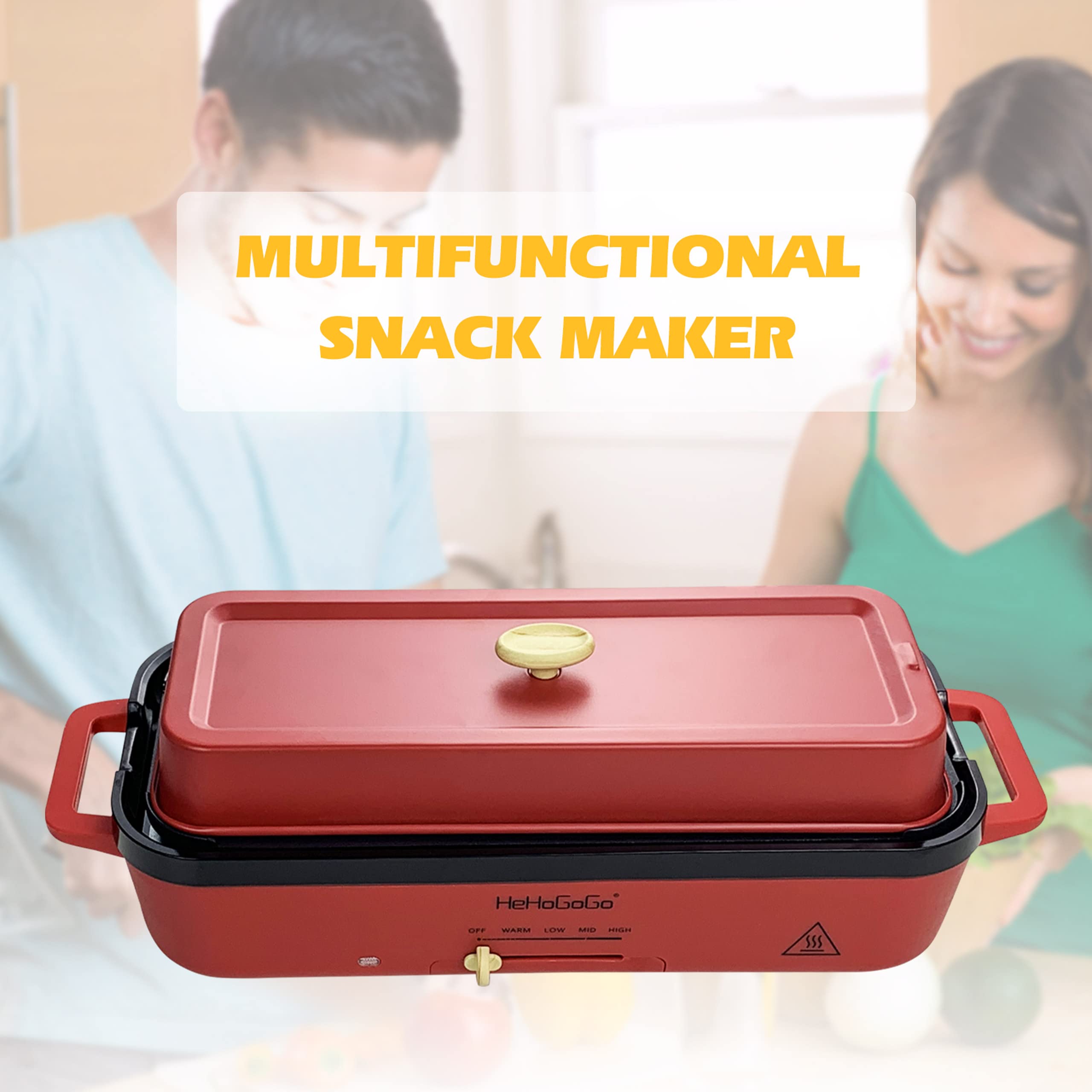 Hehogogo Multifunctional Electric Griddle Electric Grill Nonstick Baking Maker With 3 Interchangeable Pans For Takoyaki Cake Pop