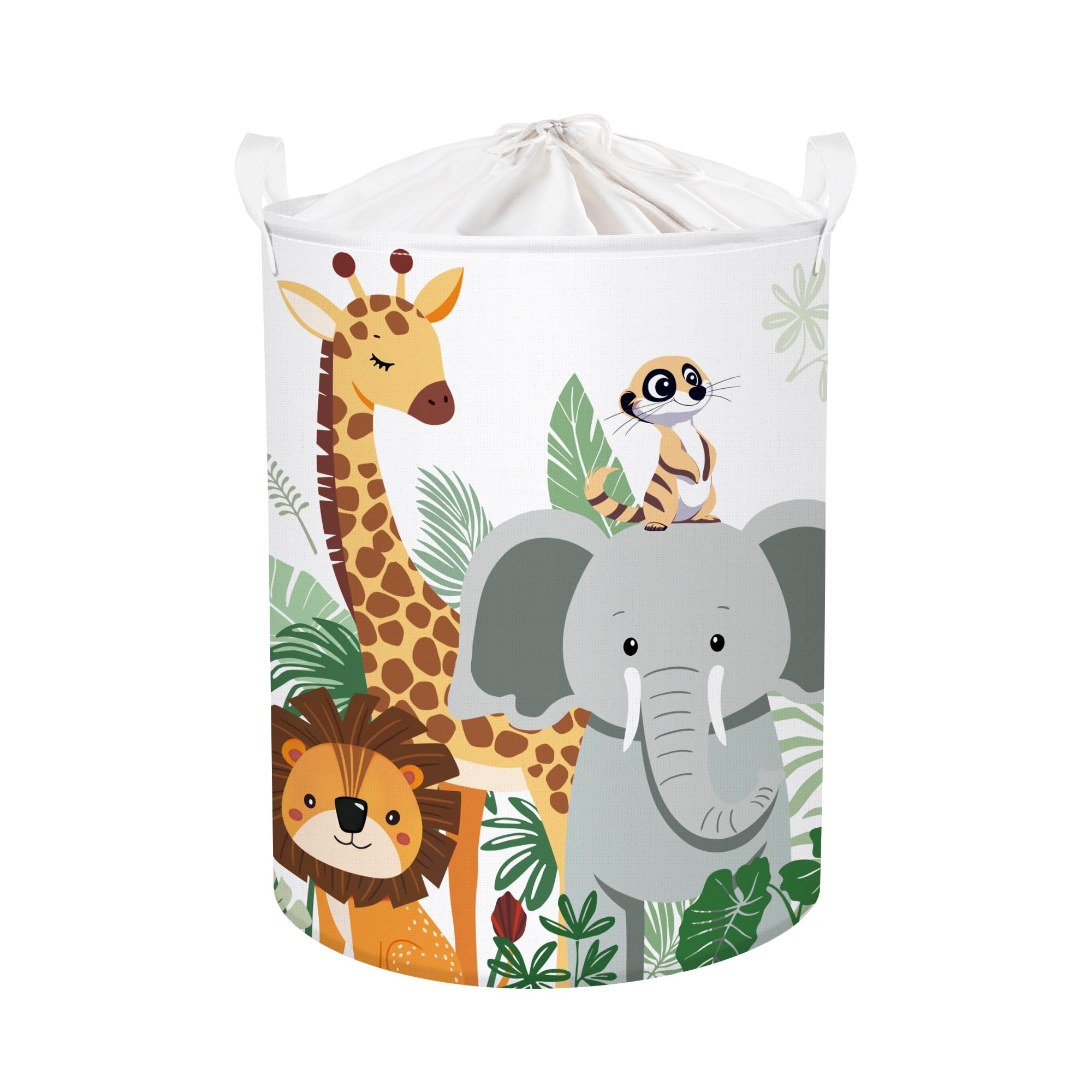 Huumonss Tropical Animals Baby Laundry Hamper Collapsible Clothes Kid Storage Basket Giraffe Elephant Large Boys Girls Gift Toy