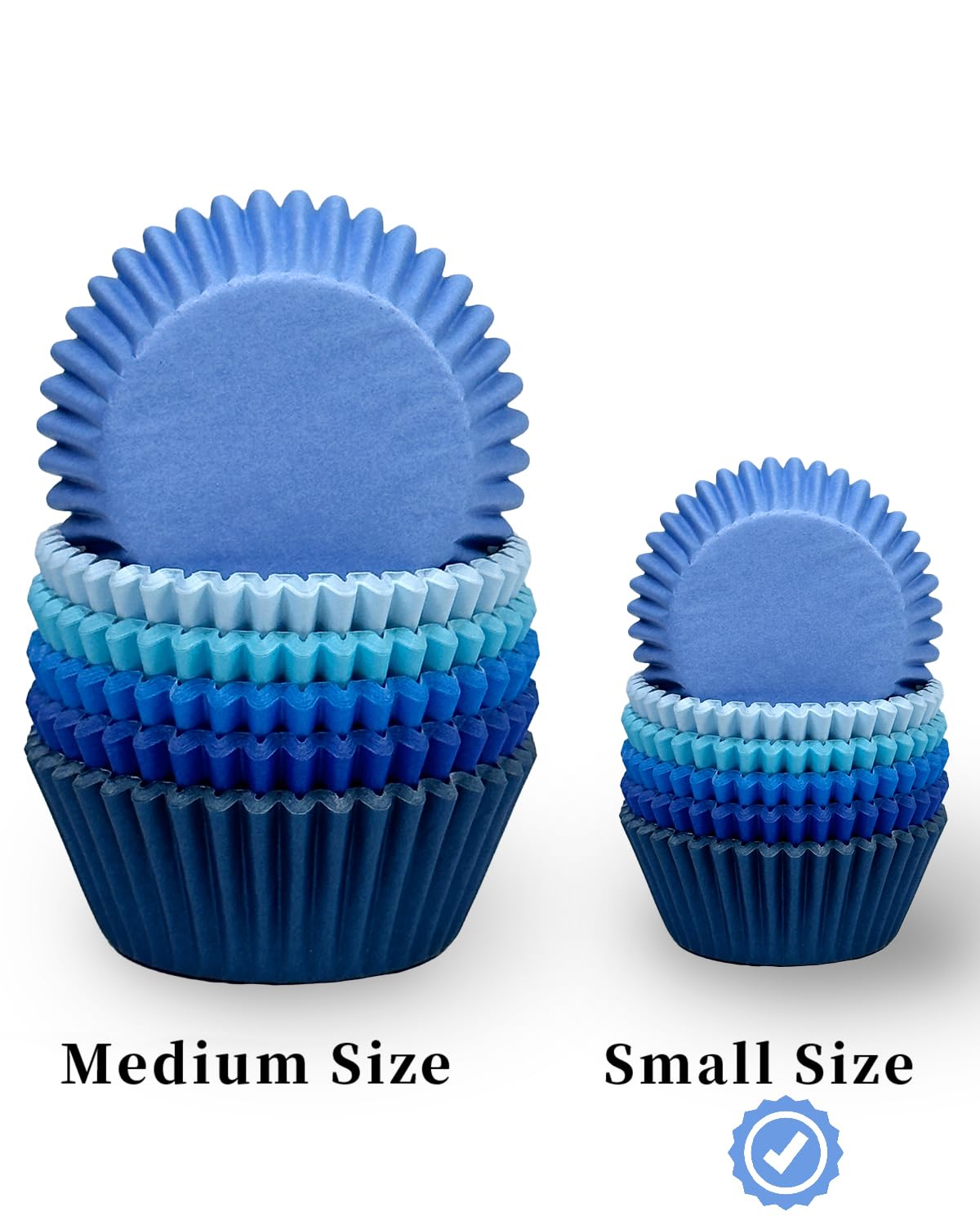 Qiqee Mini 300-Count Cupcake Liners Cupcake Cups Food Grade 6 Solid Blue Colors Cupcake Papers Baking Cups Cupcake Wrappers (Min