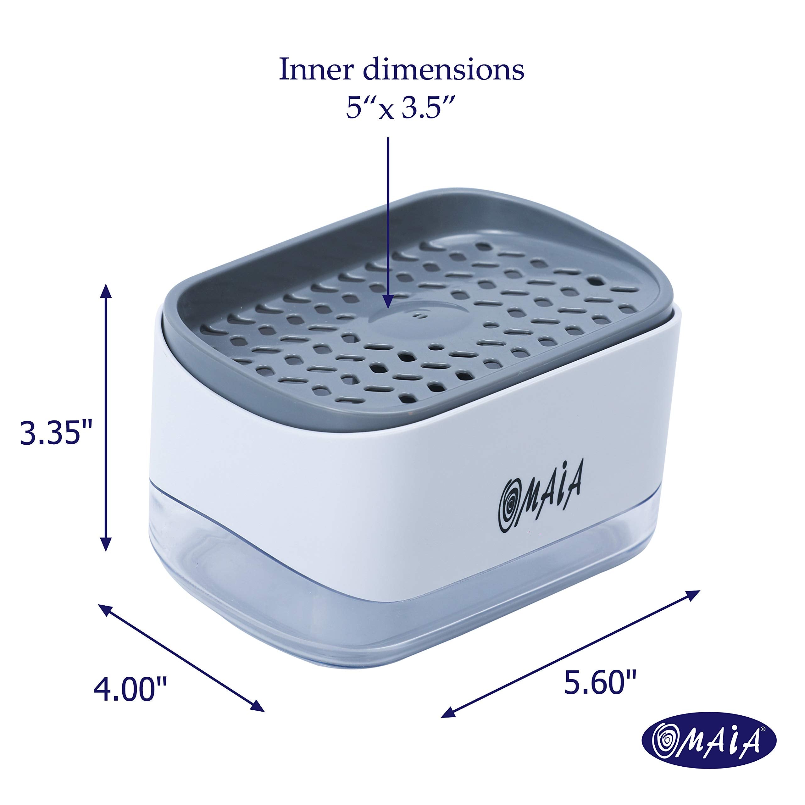 Omaia 2-In-1 Dish Soap Dispenser With Sponge Holder - Dishwashing Liquid Dispenser For Kitchen - Smart Kitchen Gadgets 2023 - Si