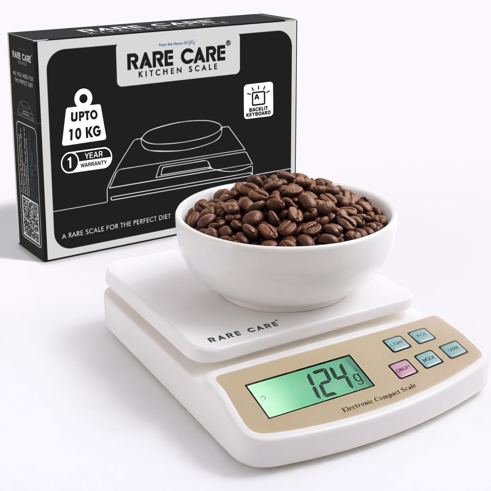 Kitchen Weight Machine For Home | 10 Kg Electronic Weighing Machine For Food | Backlit Tare Function 1 Year Warranty | Dual Weig