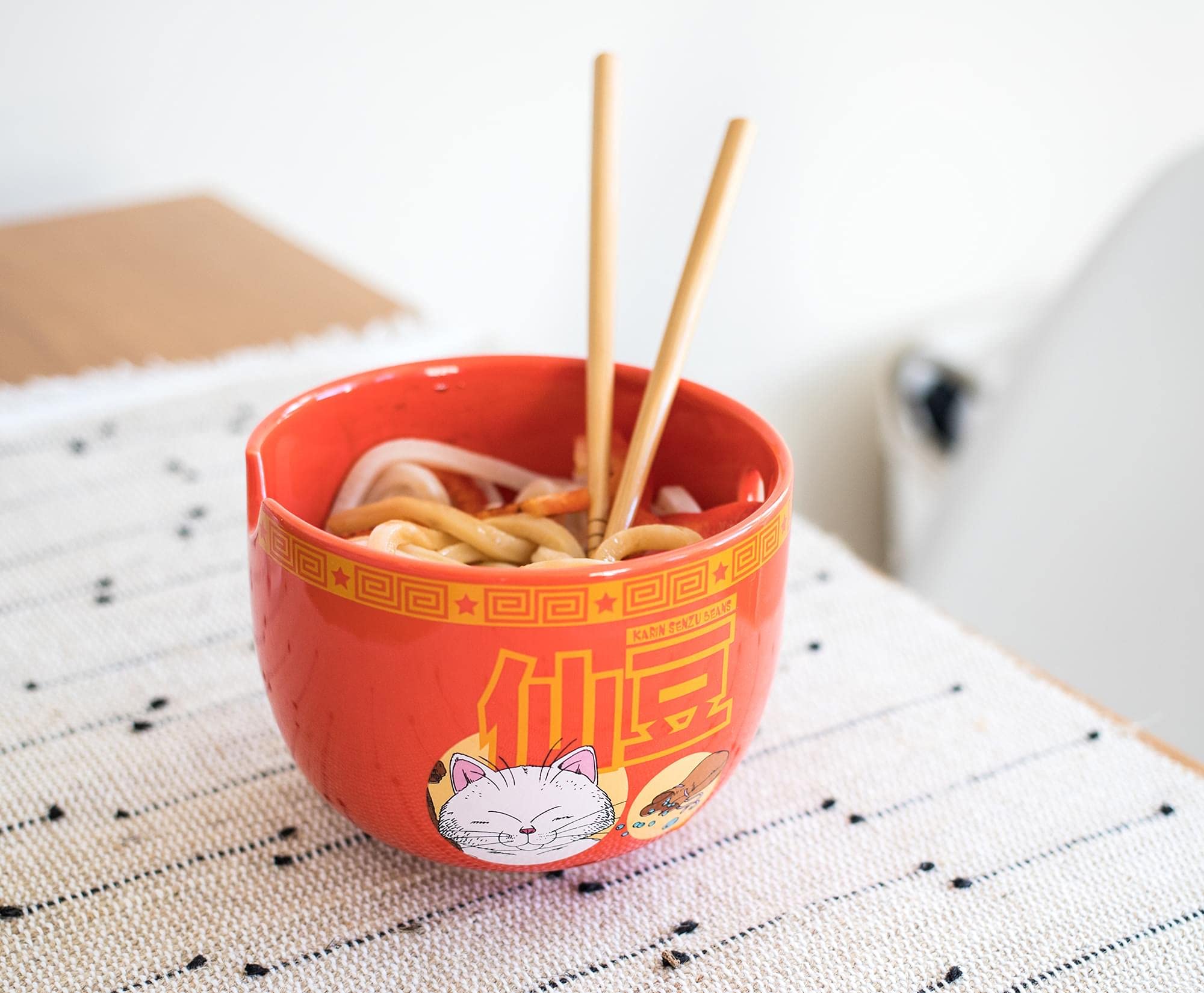 Dragon Ball Z Karin Japanese Ceramic Dinnerware Set | Place Setting Includes 16-Ounce Ramen Bowl And Wooden Chopsticks | Asian F
