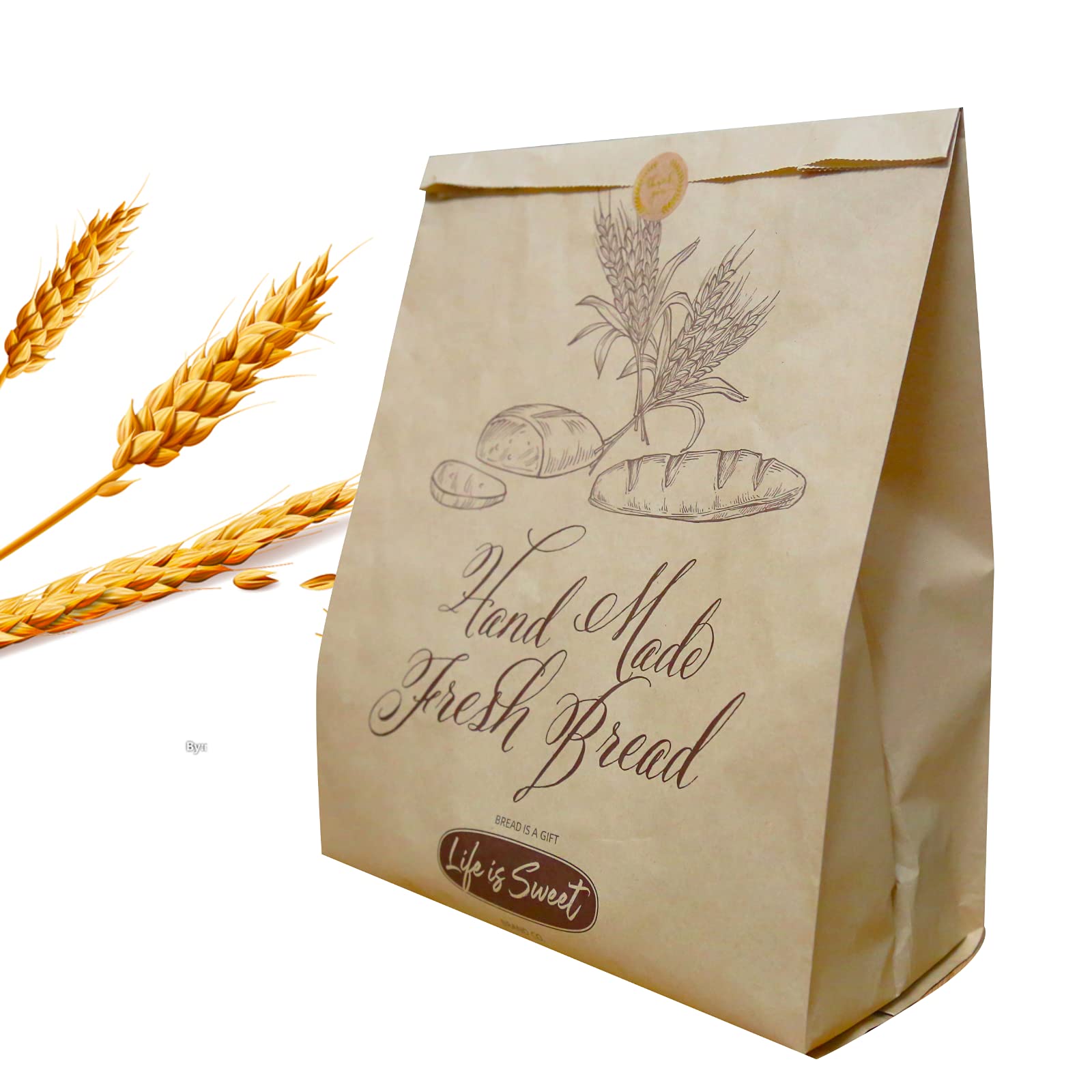 50 Pack 13.8 X 9.5 Inch Kraft Paper Bread Bags For Homemade Bread, Large Paper Bakery Bags For Bread Loaves, Eco Friendly Bread