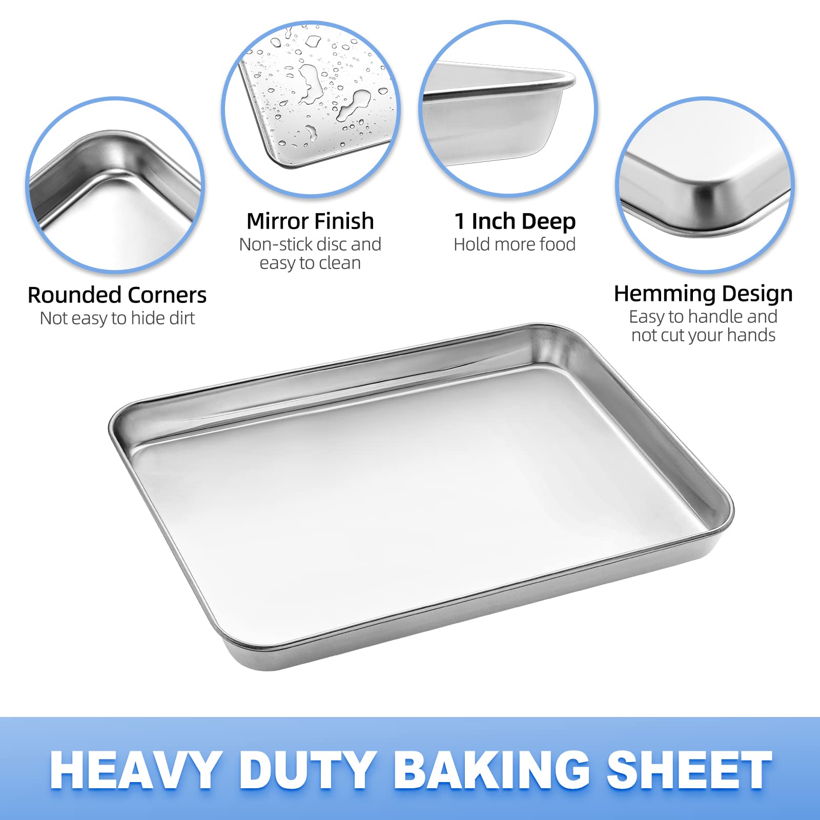 Zacfton Baking Sheet with Cooling Rack Set, Stainless Steel, 10.4 x 8 x 1 Inch, Non-Toxic, Heavy Duty, Non-Stick
