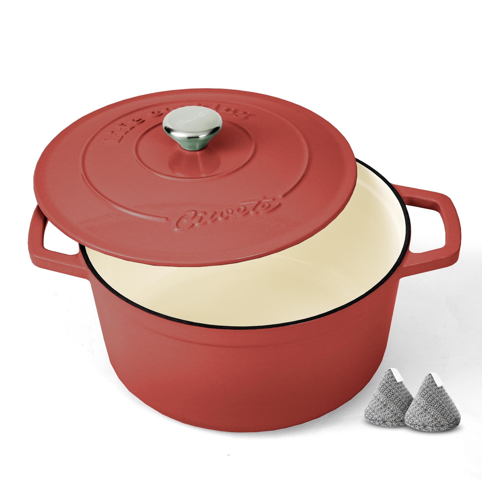 Ciwete 4.4 Qt Dutch Oven Pot With Lid - Red