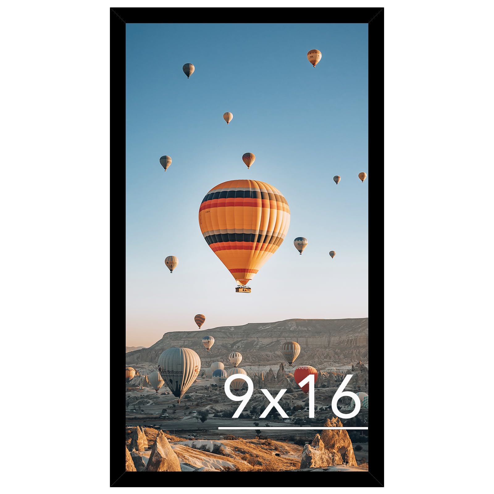 JCJMY 9x16 Picture Frame Black for Wall Hanging, Wall Mounting Horizontally or Vertically, 9 x 16 Wall Gallery Poster Photo Fram