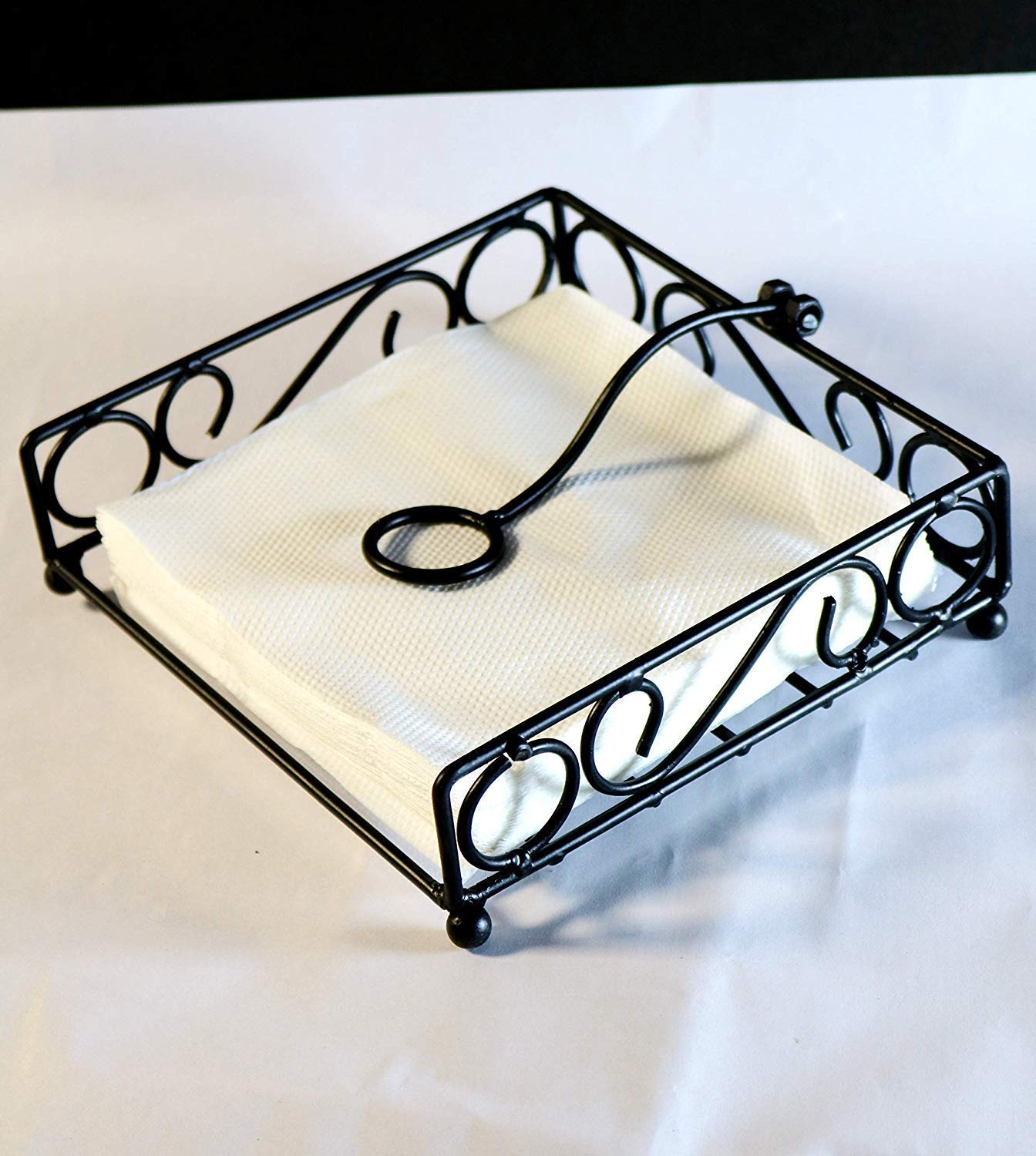 Indias Big Shop Square Iron Napkin Holder for Dining Table, Tissue Paper Stand Rakhi Gift Item Mothers Day Gift Item