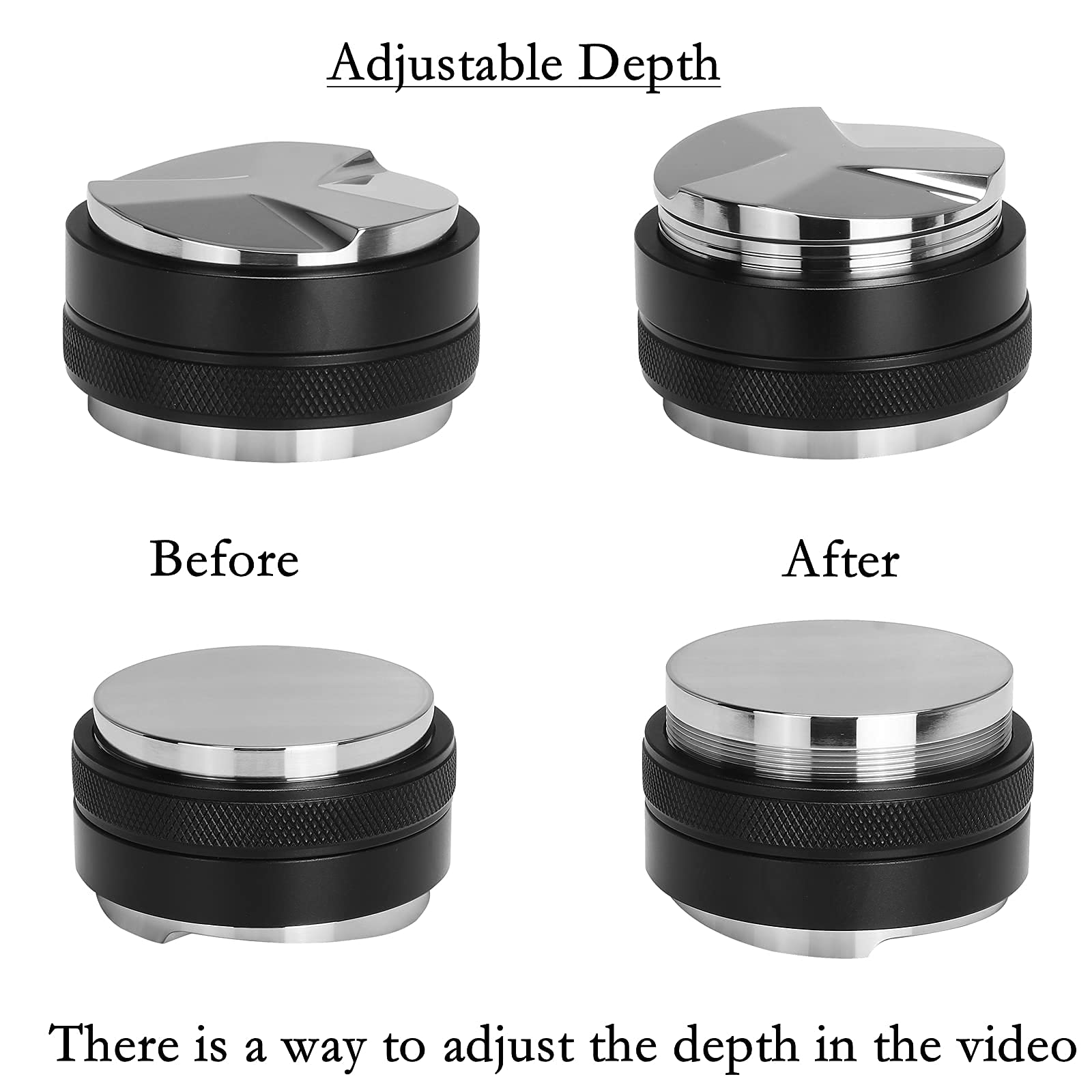 Dibtsa 53Mm Coffee Distributor And Tamper, Dual Head Coffee Leveler, Professional Adjustable Depth Espresso Hand Tamper (53Mm)