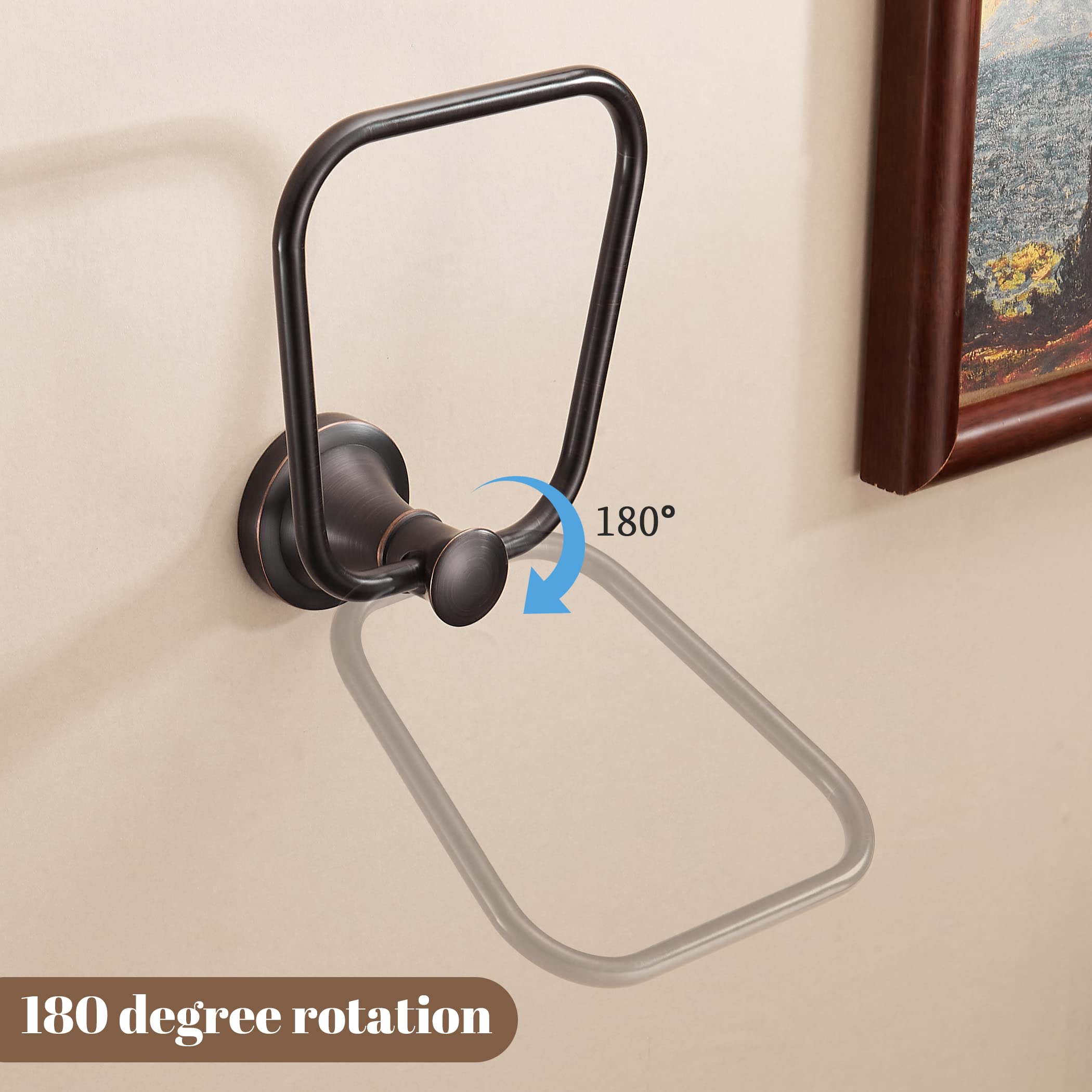 Wolibeer Bronze Hand Towel Ring, Bath Towel Holder Oil Rubbed, Bathroom Towel Hanger Wall Mounted Farmhouse Rustic Orb Stainless