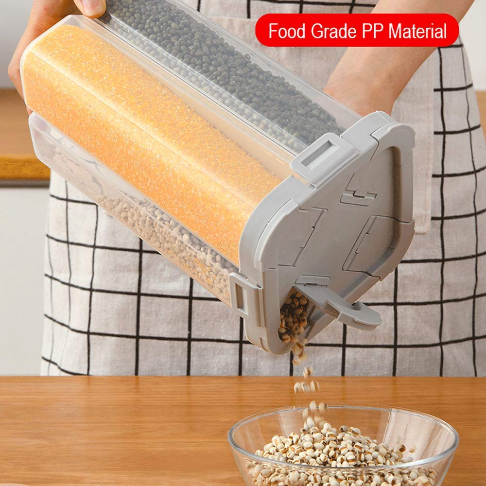 Winiaer Airtight Cereal Storage Container, Clear 2.3L Airtight Kitchen Food Storage Container With Lids And Compartments For Gra