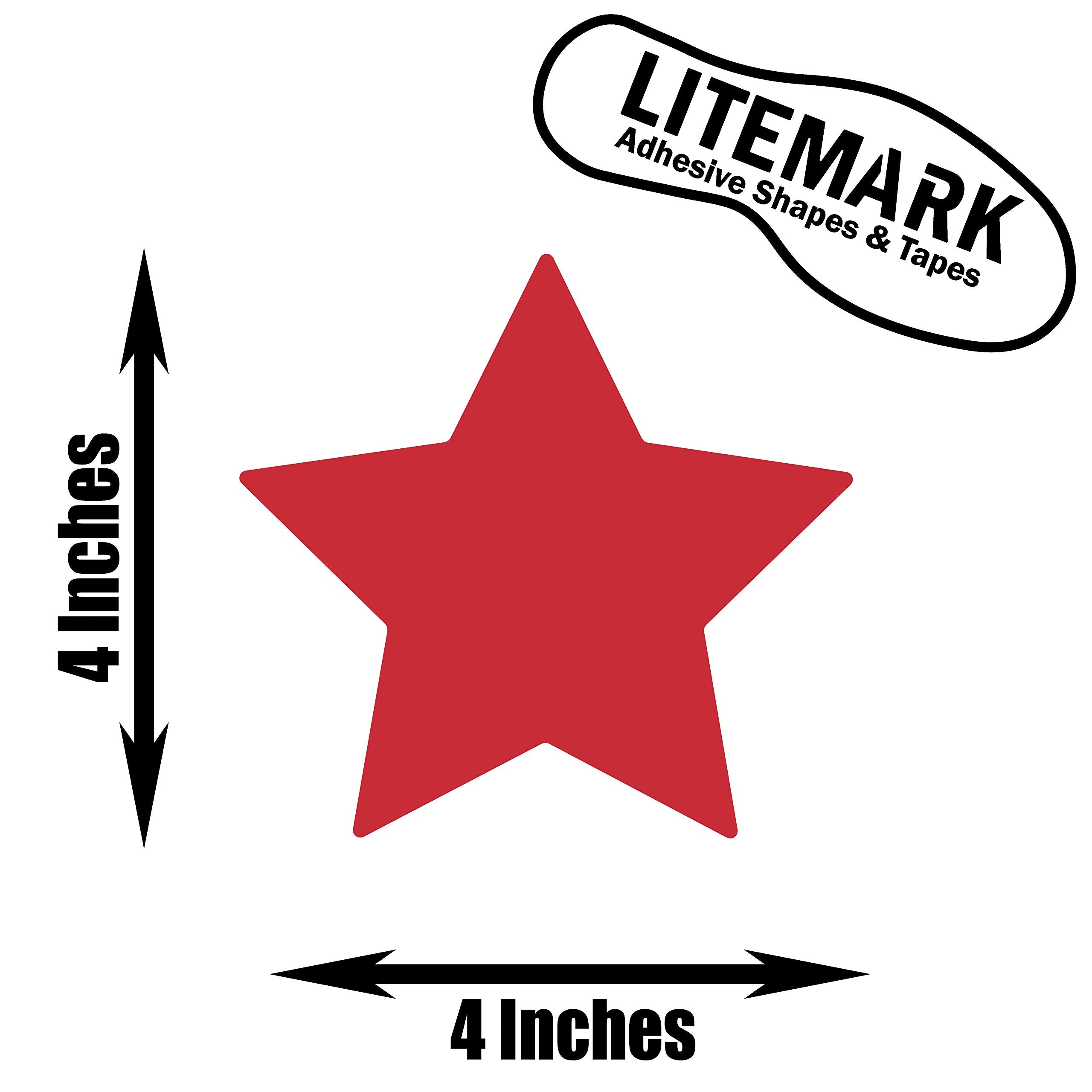 LiteMark Removable Matte Finish Red 4 Inch Star Decal Stickers  Great for Floors  Ceilings  Walls  Laptops  and Most Smooth Surfaces  (Pack of 12 Stars)