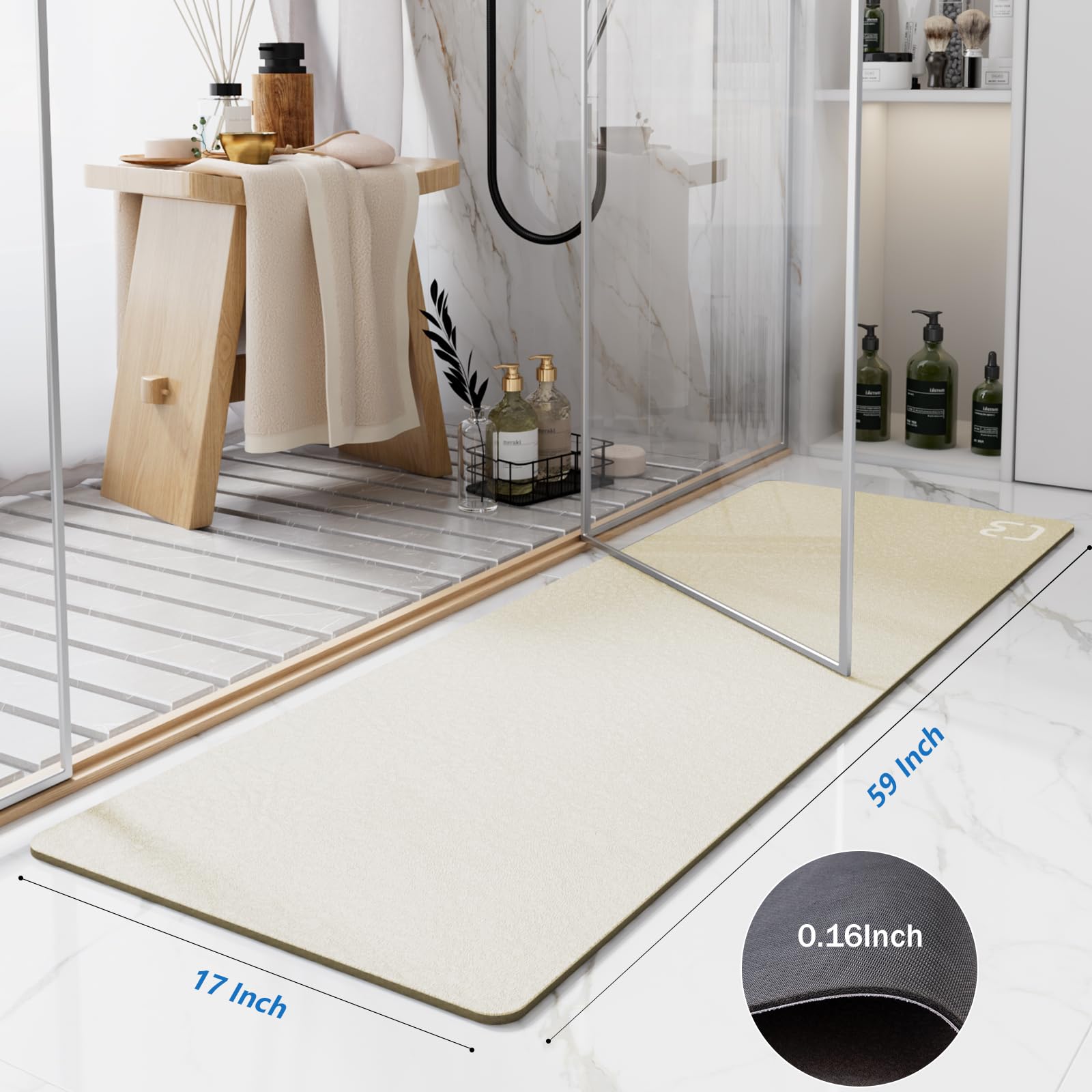 Bathroom Runner Mat Rug Long-Bath Mat For Bathroom Non Slip Absorbent Quick Dry Thin Bath Rug-Bathroom Floor Mat Rubber Backed B